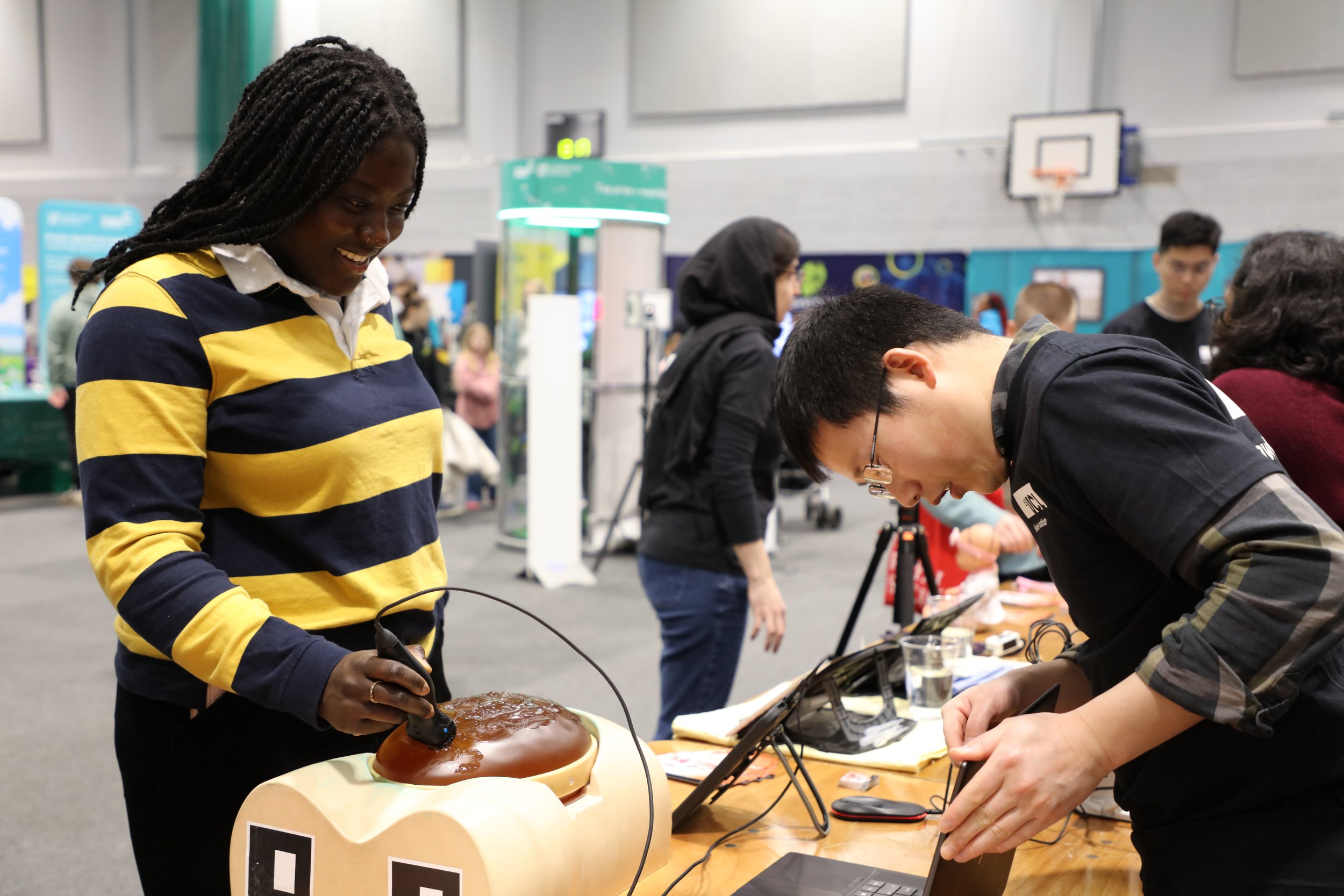 Person trying ultrasound device