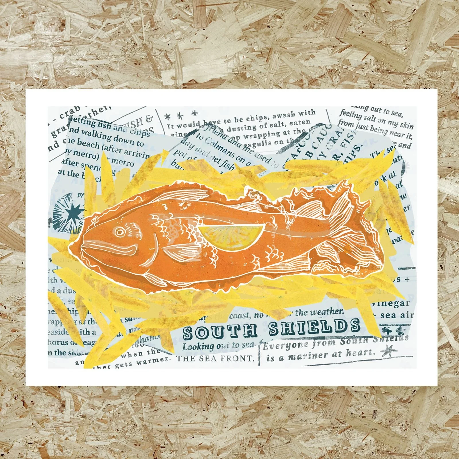 Fish & Chips | Stories From Shields | Local Heroes x Wild North | A6 Postcard | A3 Print