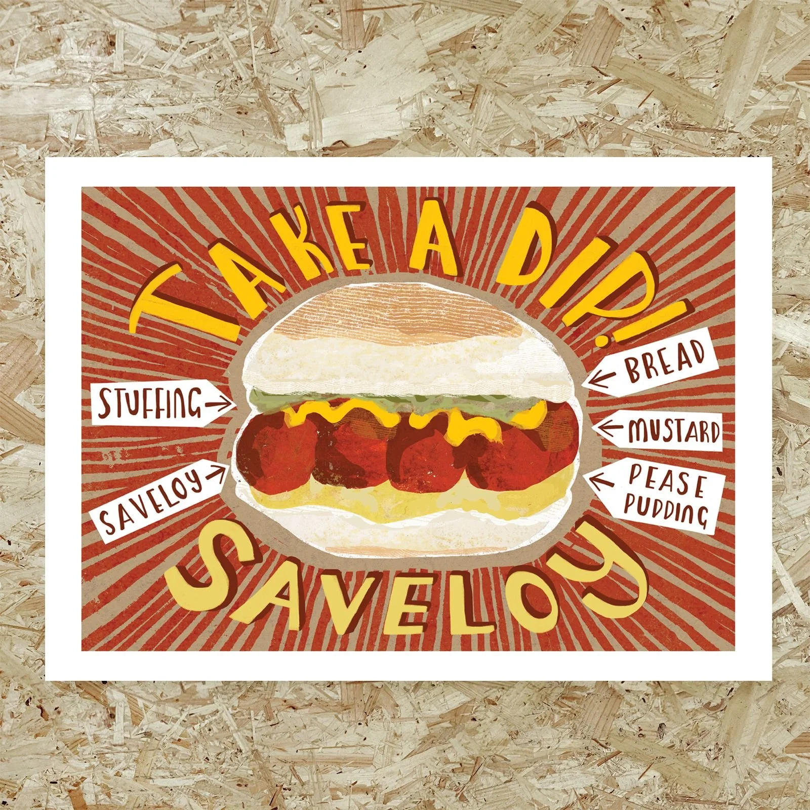 Saveloy | Stories From Shields | Local Heroes x Wild North | A6 Postcard | A3 Print