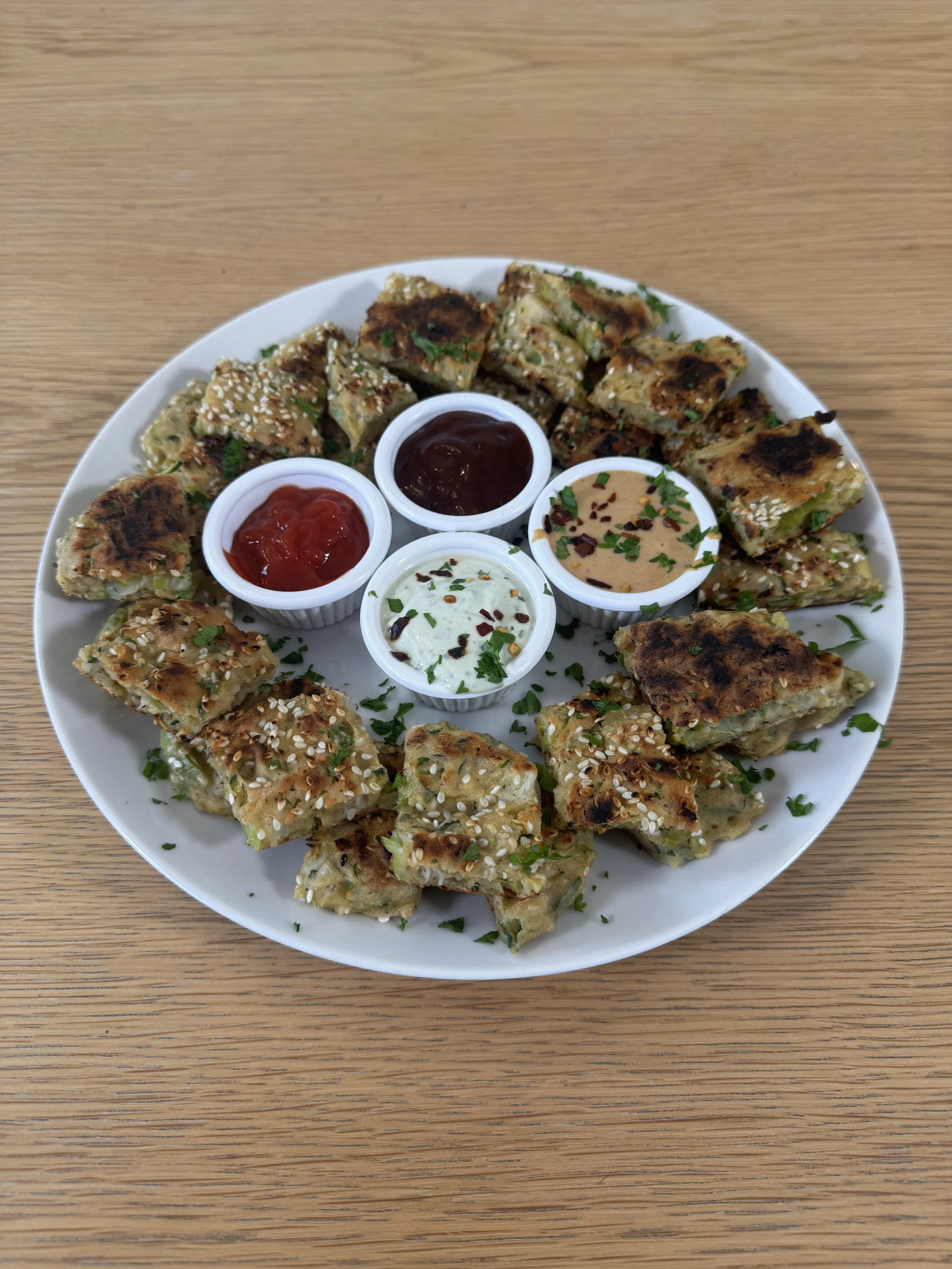 Savoury sesame &amp; courgette pancakes