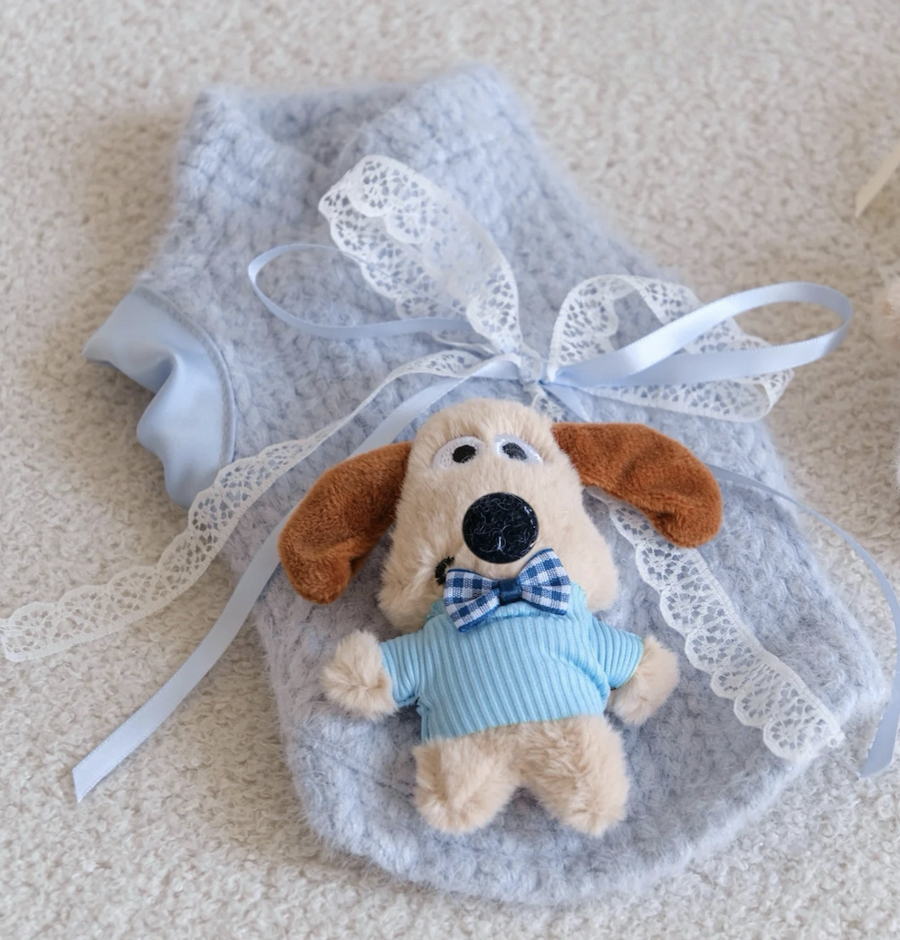Blue Knit Dog Sweater