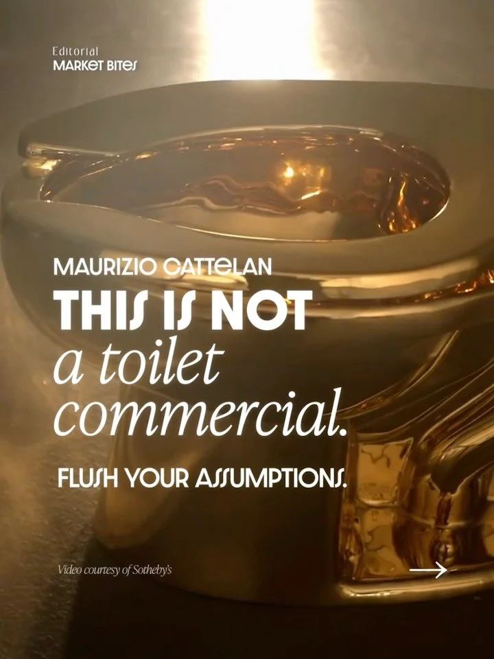 𝗠𝗮𝗿𝗸𝗲𝘁 𝗕𝗶𝘁𝗲𝘀 | 𝗠𝗮𝘂𝗿𝗶𝘇𝗶𝗼 𝗖𝗮𝘁𝘁𝗲𝗹𝗮𝗻 𝗫 𝗦𝗼𝘁𝗵𝗲𝗯𝘆&rsquo;𝘀 - 𝗧𝗵𝗶𝘀 𝗶𝘀 𝗻𝗼𝘁 𝗮 𝘁𝗼𝗶𝗹𝗲𝘁 𝗰𝗼𝗺𝗺𝗲𝗿𝗰𝗶𝗮𝗹. 🚽✨ 

𝘔𝘢𝘶𝘳𝘪𝘻𝘪𝘰 𝘊𝘢𝘵𝘵𝘦𝘭𝘢𝘯&rsquo;𝘴 𝘈𝘮𝘦𝘳𝘪𝘤𝘢 (2016) &mdash; 𝘢 101.2 𝘬𝘨, 18-𝘬𝘢?