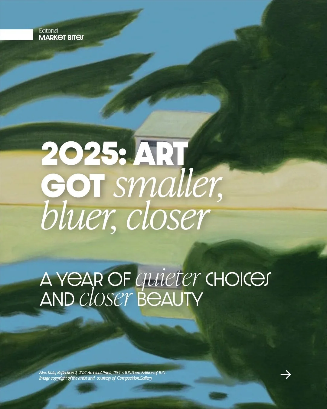 𝗠𝗮𝗿𝗸𝗲𝘁 𝗕𝗶𝘁𝗲𝘀 | 𝟮𝟬𝟮𝟱: 𝗔𝗿𝘁 𝗴𝗼𝘁 𝘀𝗺𝗮𝗹𝗹𝗲𝗿, 𝗯𝗹𝘂𝗲𝗿, 𝗰𝗹𝗼𝘀𝗲𝗿. 📊

The art market in 2025 wasn&rsquo;t chasing explosive growth or nonstop record breaks. It slowed down&mdash;choosing stability, familiarity, and emotional