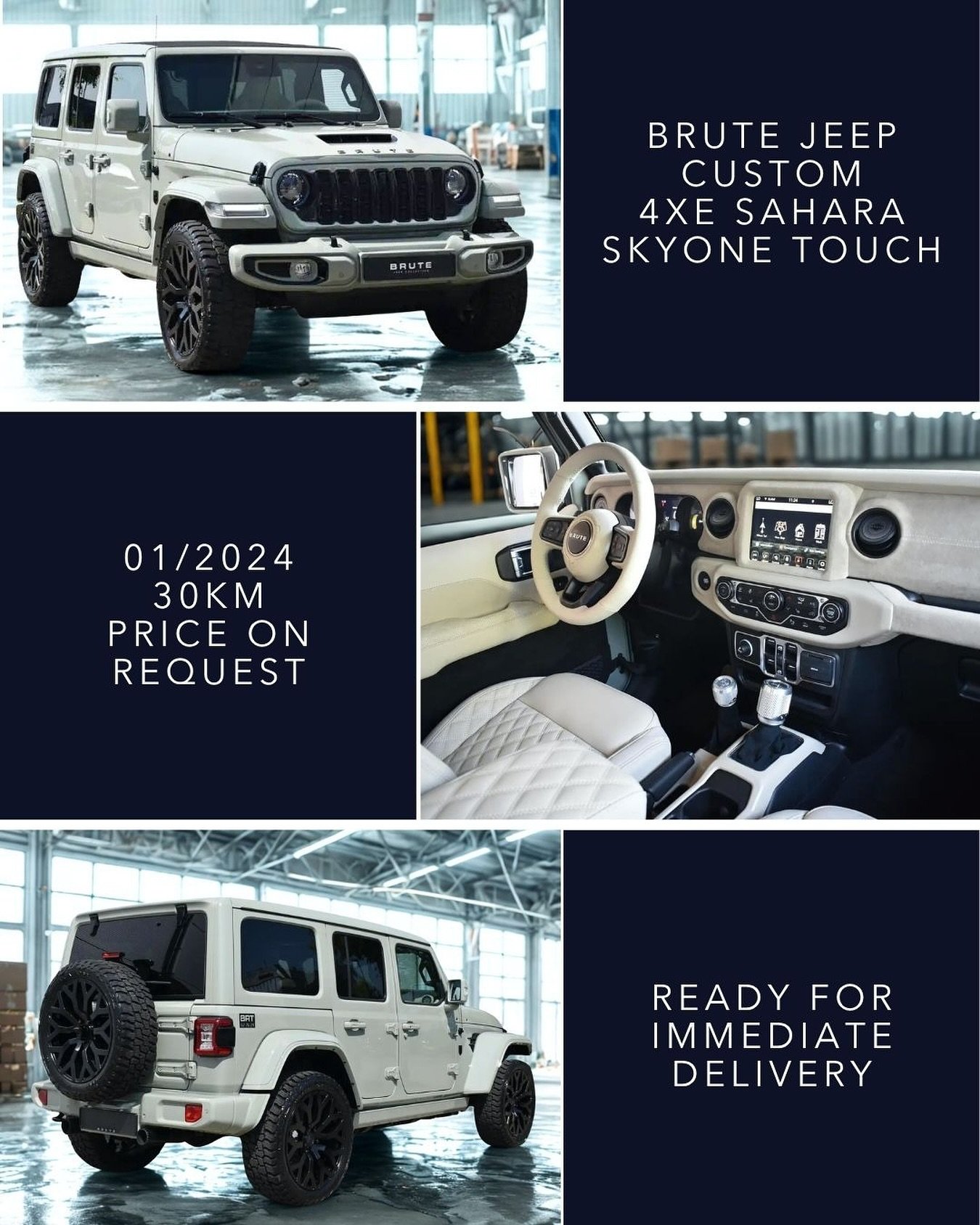 🇬🇧 Ready for immediate delivery - Brute Jeep Custom 4xe Sahara, Sky One Touch Sunroof, Pale Pistachio, Beige Diamond Leather, 07/2024, 9.200km, price on request. Fast &amp; Carefree delivery to your home with Spanish registration. Contact for more 
