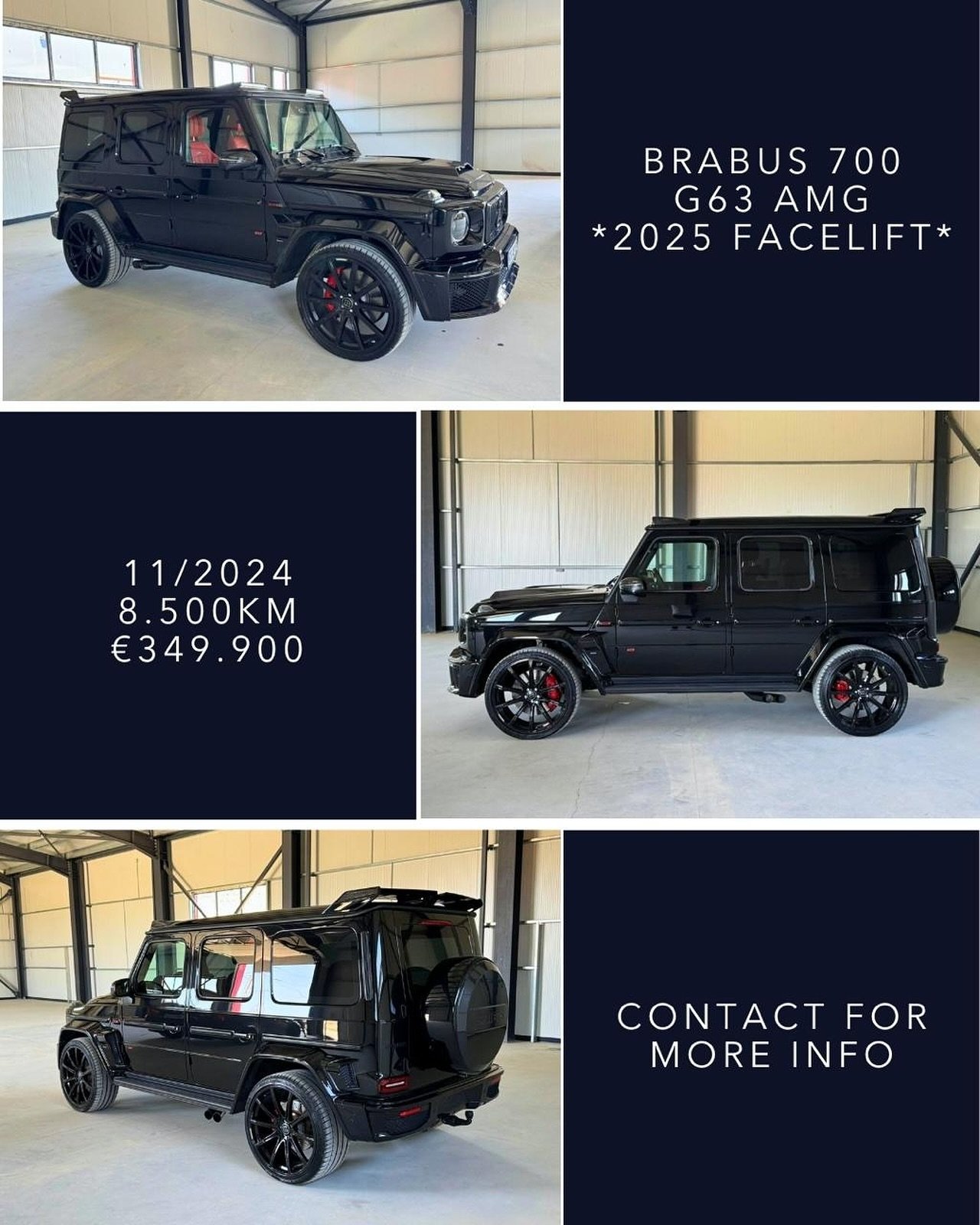 🇬🇧 READY FOR IMMEDIATE DELIVERY &mdash; Brabus 700 G63 AMG (MY 2025 Facelift). Finished in deep black with red superior interior, this latest-generation G-Class combines brutal power with ultimate refinement. Registered 11/2024, only 8.500km, &euro