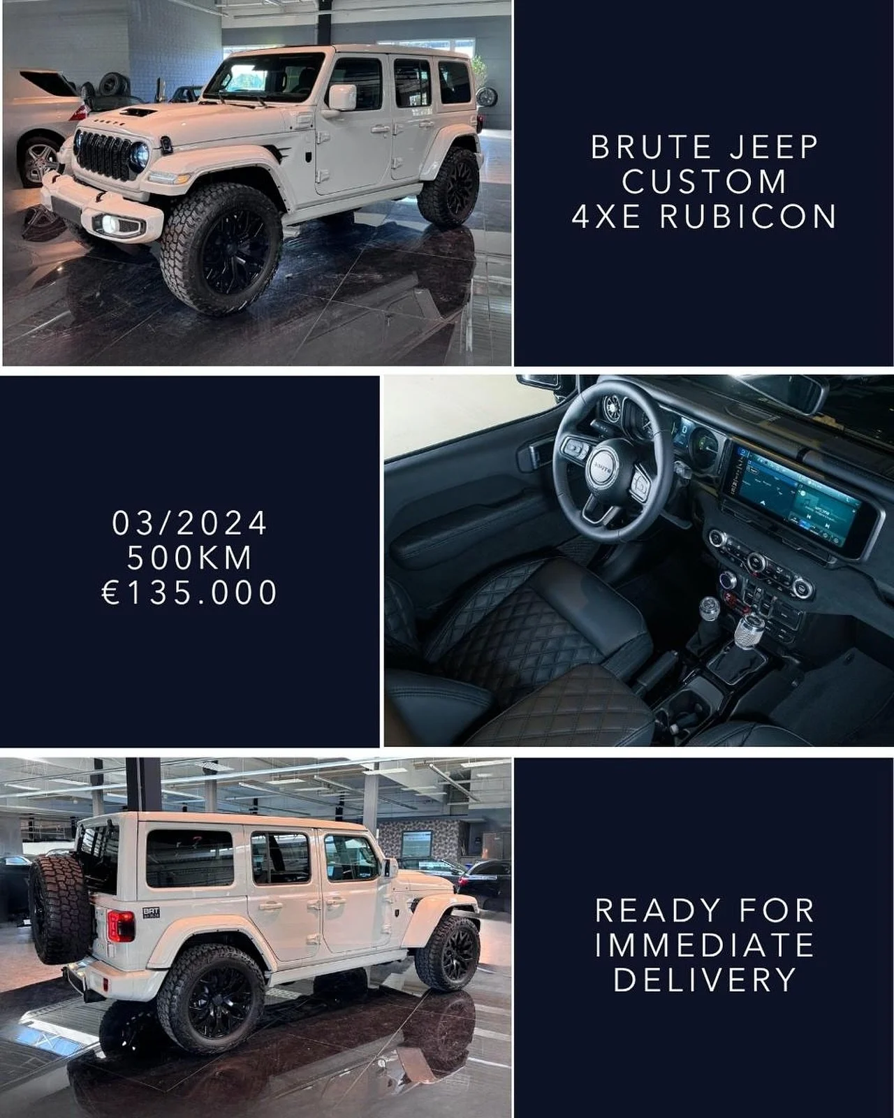 🇬🇧 Ready for immediate delivery - Brute Jeep 4xe Rubicon, Silk Grey, Sky One Touch Sunroof, 03/2024, 500km, &euro;135.000. Fast &amp; Carefree delivery to your home with Spanish registration and all custom parts 100% legally registered and document
