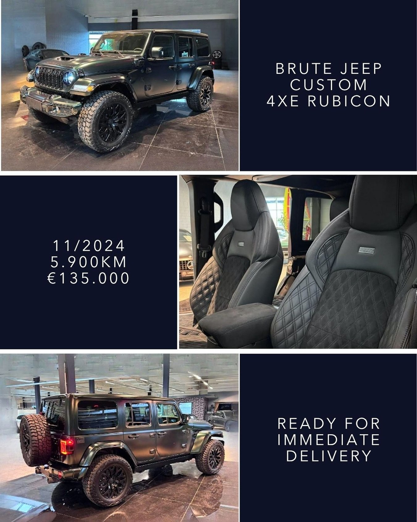 🇬🇧 Ready for immediate delivery - Brute Jeep 4xe Rubicon, Matte Benedict Green, Sky One Touch Sunroof, 11/2024, 5.900km, &euro;135.000. Fast &amp; Carefree delivery to your home with Spanish registration and all custom parts 100% legally registered