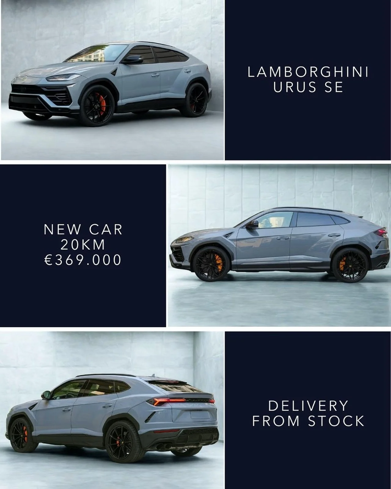 🇬🇧 In stock and ready to go. Brandnew Lamborghini Urus SE Grigio Telesto with Sportivo Black leather and orange accents. Equipped with 23 inch black wheels, panoramic roof, Style Package High Gloss Black, full electric front seats ventilated and ma