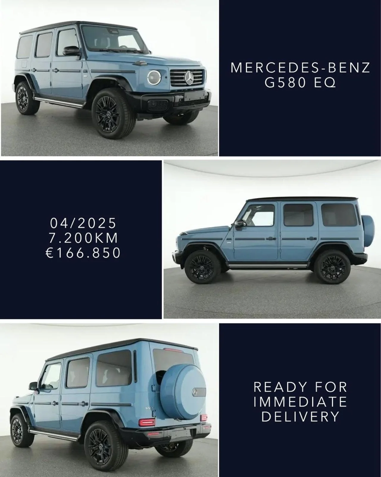 🇬🇧 Ready for immediate delivery, Mercedes-Benz G580 EQ, MANUFAKTUR Vintage Blue, 04/2025, 7.200km, &euro;166.850. Fast and carefree delivery to your home with Spanish registration. Contact for more information +34678486817 / hello@islacarsibiza.com
