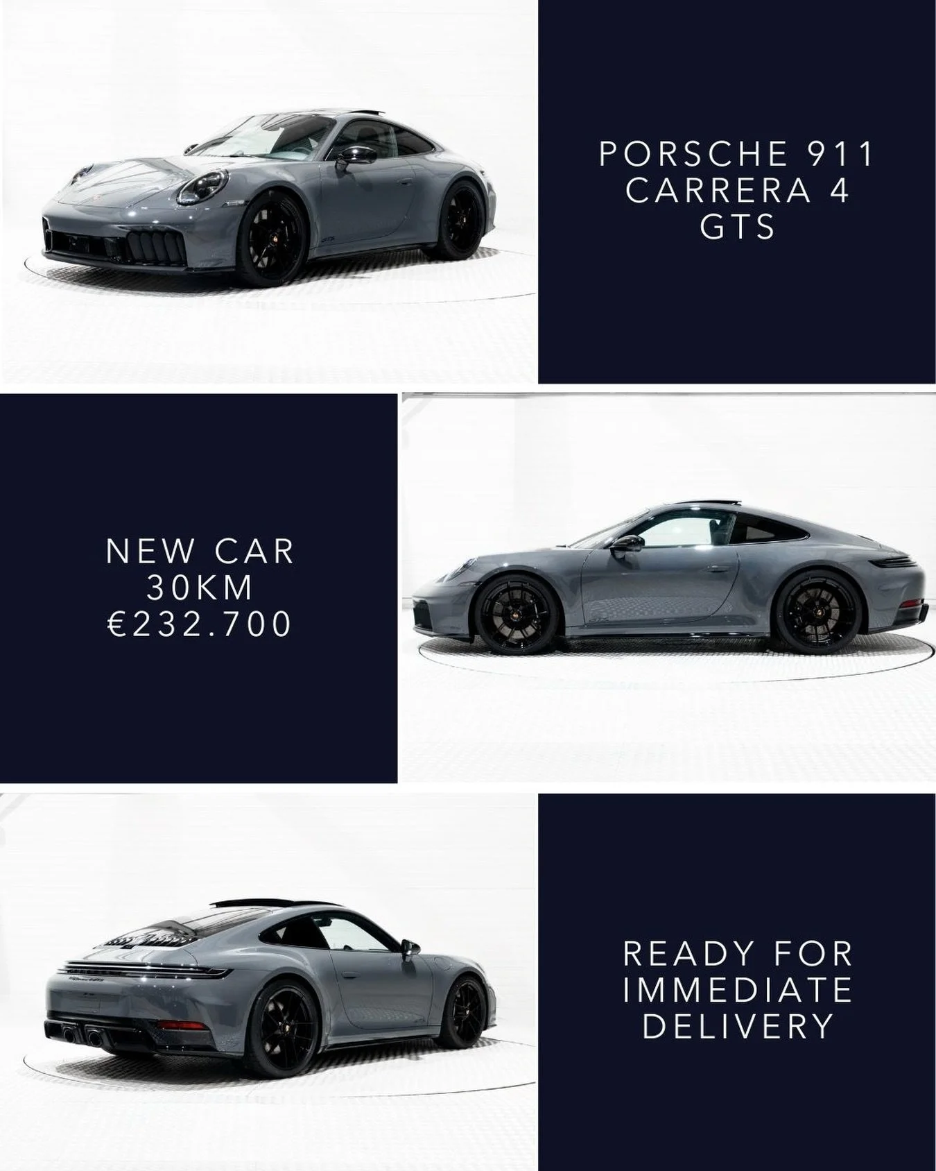 🇬🇧 NEW MODEL, Porsche 911 Carrera 4 GTS (992.2). Ready for immediate delivery, finished in Slate Grey (Schiefergrau) with a refined and sporty specification. 21&rdquo; Carrera GTS wheels, Electric glass sliding tilting sunroof, Exterior Package Bla