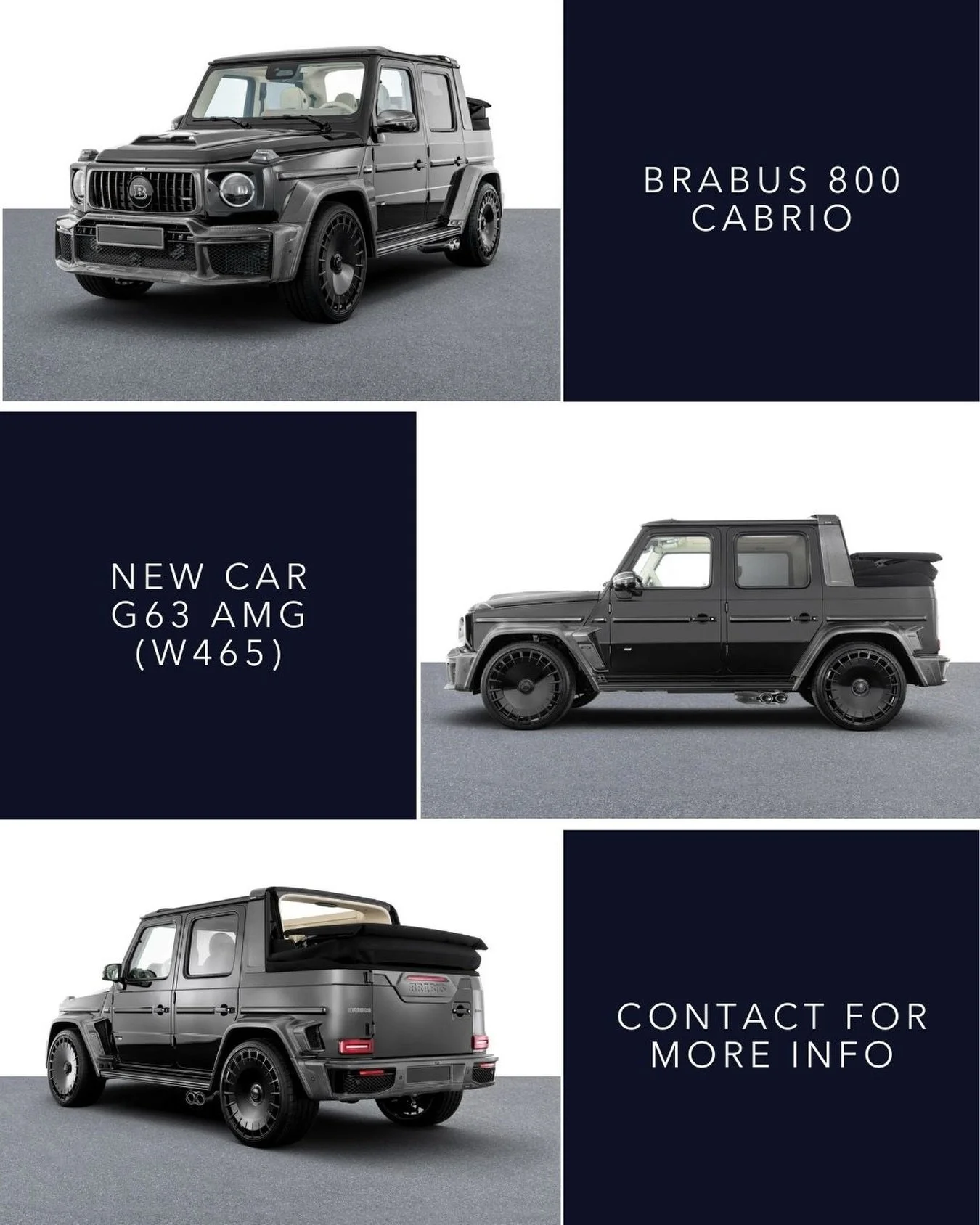 🇬🇧 NOW AVAILABLE &ndash; BRABUS 800 CABRIO based on the Mercedes AMG G63 W465. 800 hp, 1000 Nm, open top driving with full BRABUS Widestar carbon body, 24&rdquo; Monoblock wheels and a handcrafted BRABUS Masterpiece leather interior. A very rare co
