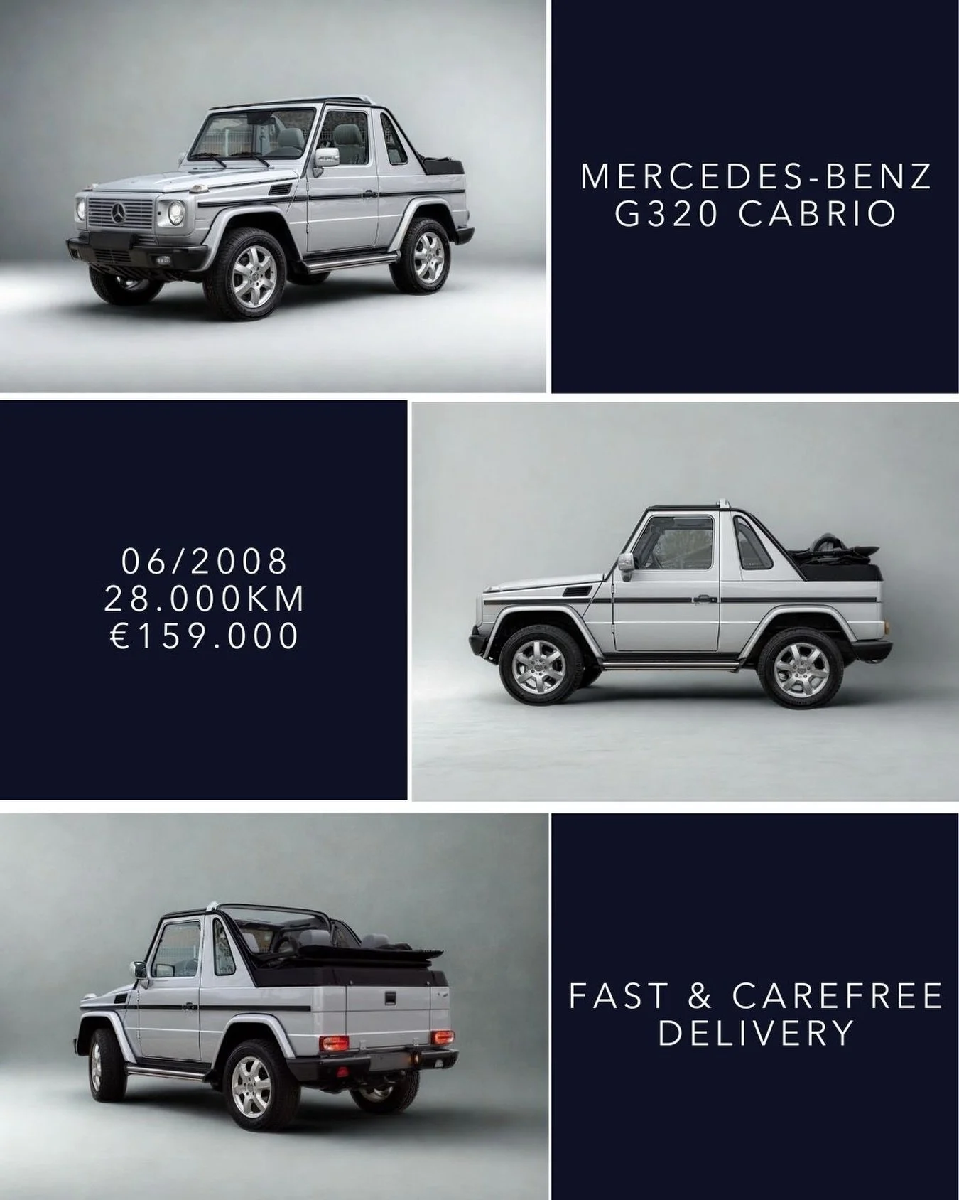 🇬🇧 Mercedes-Benz G 320 Cabrio 06/2008 with only 28.000 km. Finished in Iridium Silver with grey leather interior, this rare G Cabriolet is presented in outstanding condition, exceptionally well preserved inside and out. The paintwork is in excellen