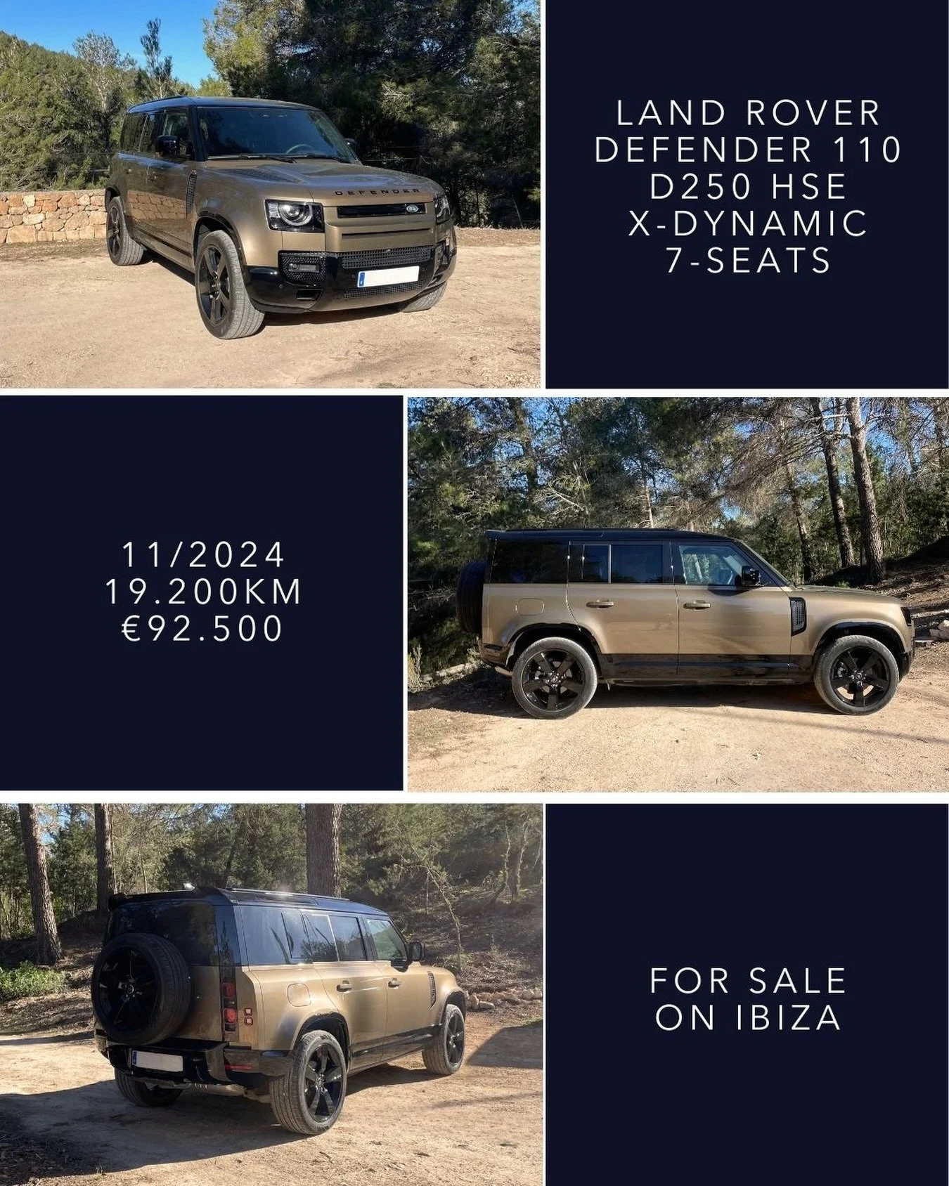 🇬🇧 Land Rover Defender 110 D250 HSE X-Dynamic 7-Seats finished in Gondwana Stone with full Ebony Windsor leather interior and seat ventilation. First registration 11/2024, only 19.200 km. 22&rdquo; Gloss Black wheels, Extended Black Pack, Family Pa