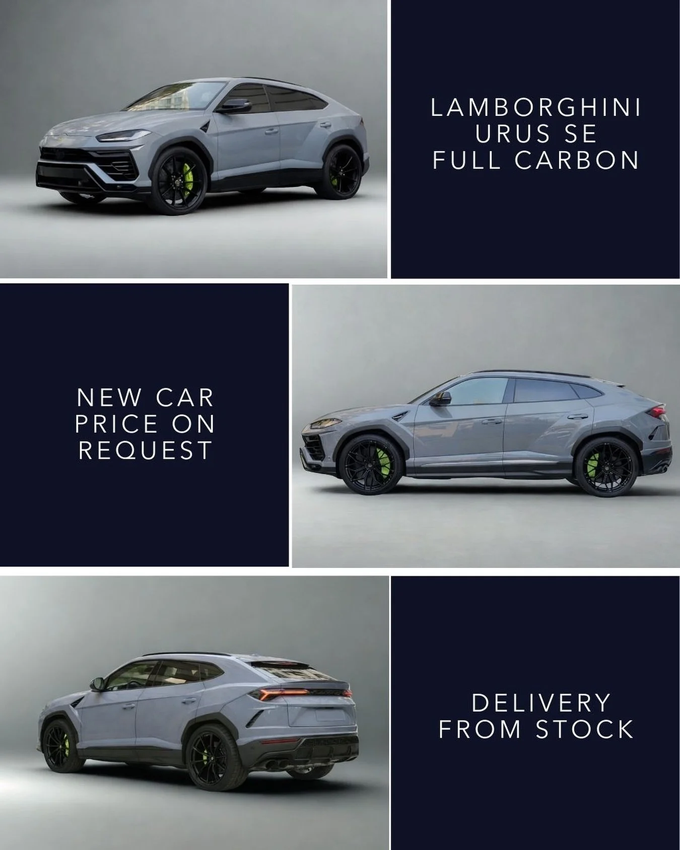 🇬🇧 Brand new Lamborghini Urus SE MY 2026 &ldquo;Full Carbon&rdquo; finished in Grigio Telesto Matte with Sportivo Black leather interior and striking green accents. Equipped with the PFS Full Exterior Carbon Fiber Package Shiny, Big Interior Carbon