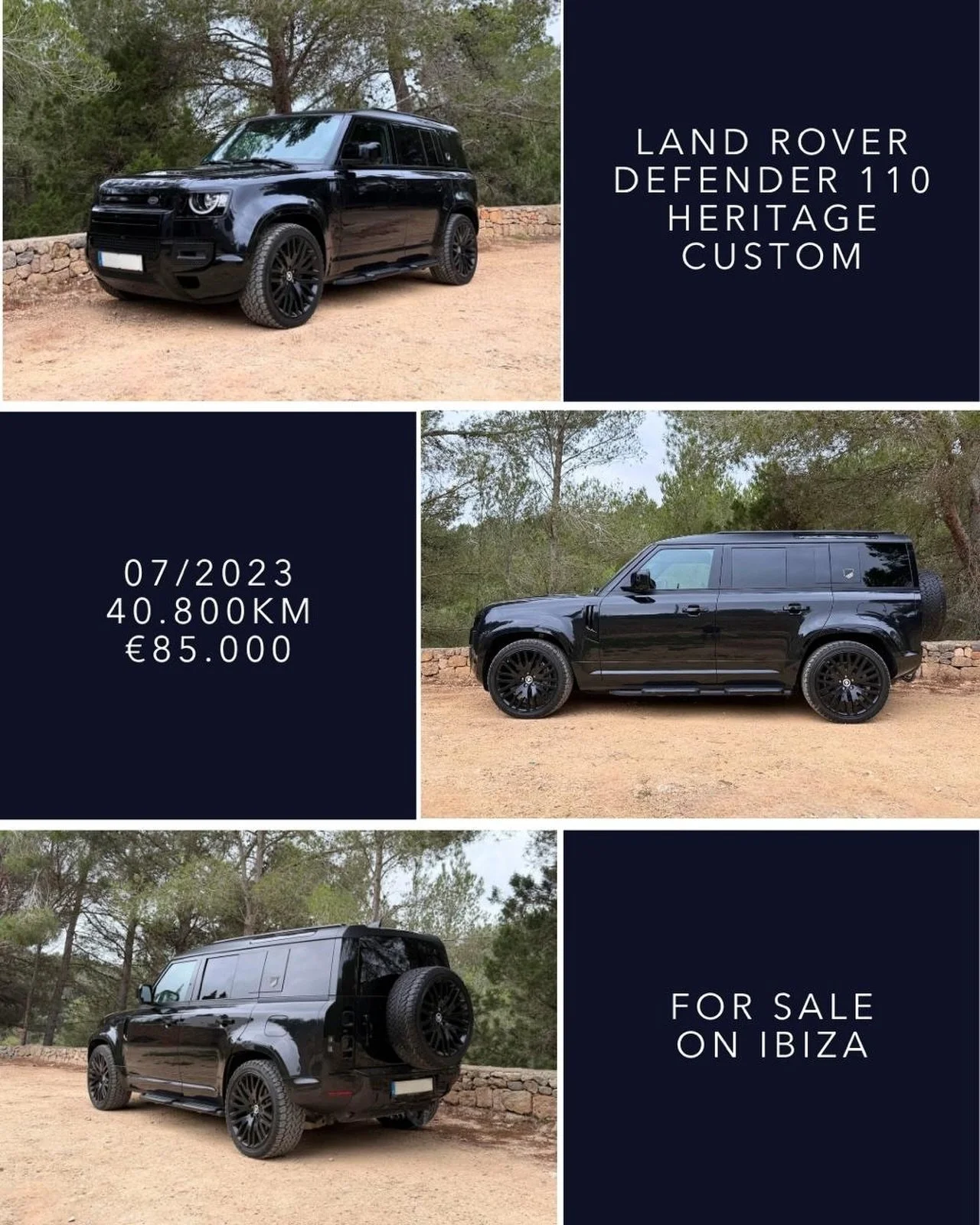 🇬🇧 LAND ROVER DEFENDER 110, P400e HERITAGE CUSTOM 07/2023 40.800 KM &euro;85.000 A very clean and properly executed Heritage Customs Defender, finished in Santorini Black with full black styling and upgraded presence throughout. Equipped with 22&rd