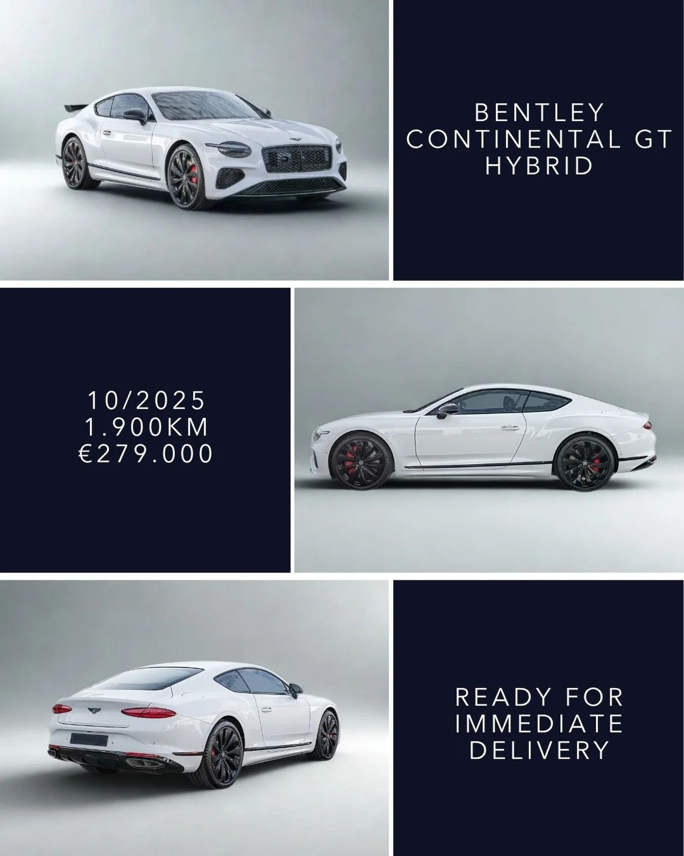 🇬🇧 NEW BENTLEY CONTINENTAL GT HIGH PERFORMANCE HYBRID, Immediate Delivery. Finished in elegant Artica with Beluga interior, featuring Black Design Specification, Touring Specification, Front Seat Comfort Specification, Bentley Rotating Display, Ban