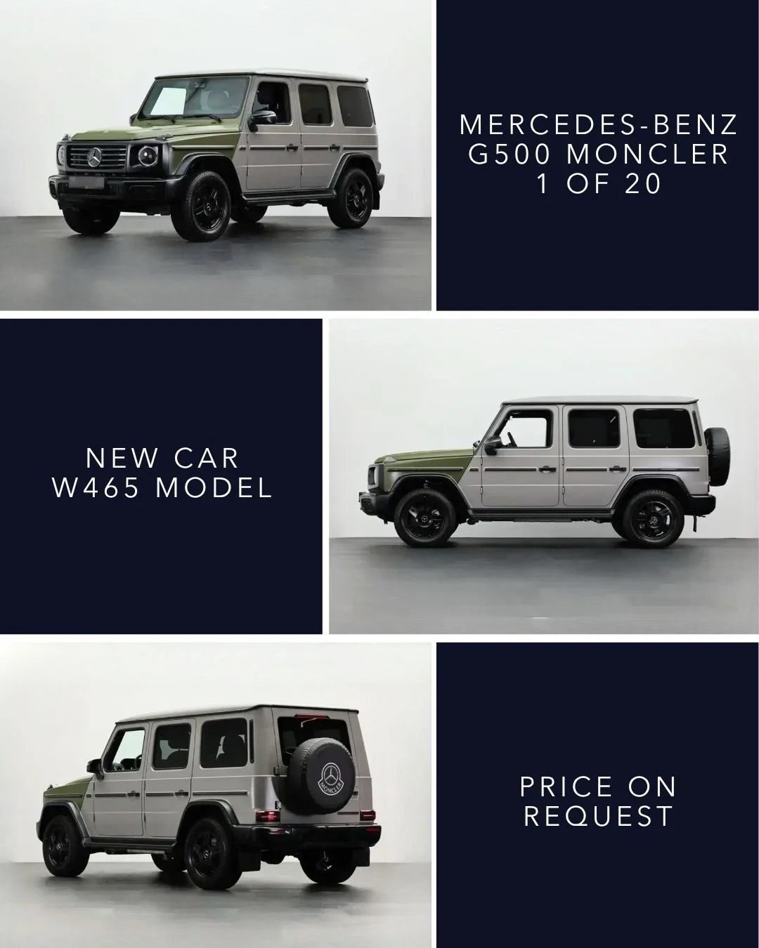 🇬🇧 MERCEDES-BENZ G500 MONCLER - One of just 20 examples worldwide. The Mercedes-Benz G500 Past II Future was created in collaboration with Moncler and Japanese designer NIGO, combining the character of the original G-Class with the latest W465 gene