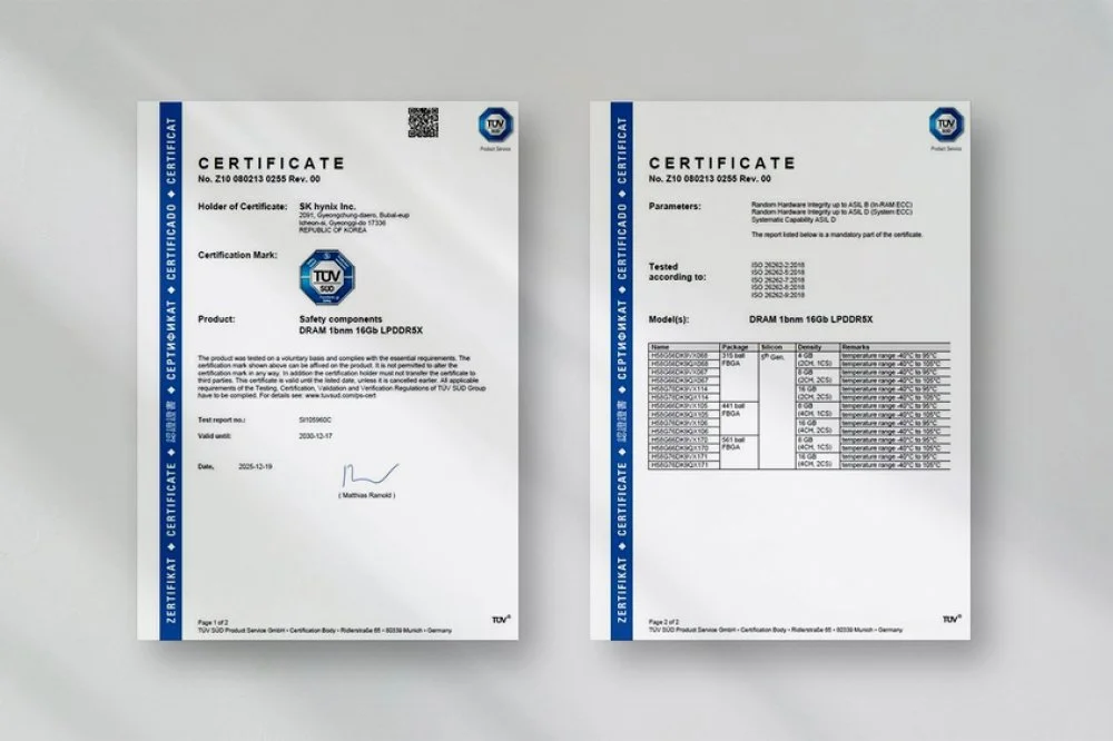 SK hynix LPDDR5X achieves ASIL-D