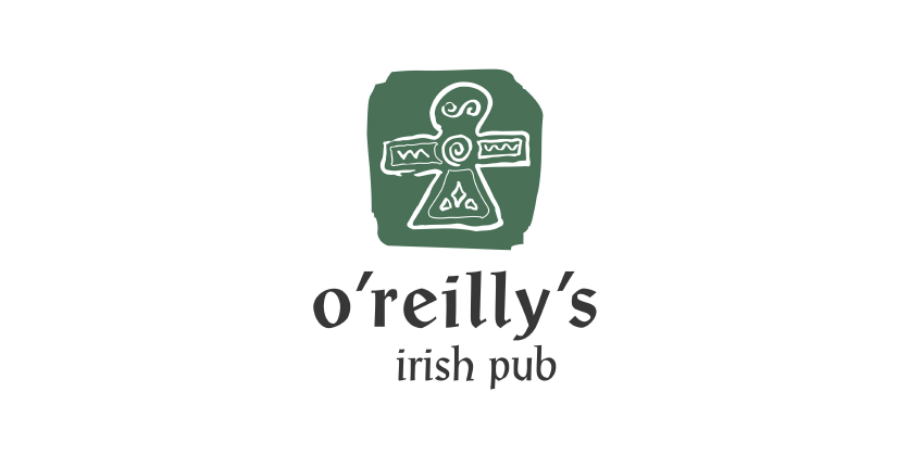 O'Reilly's Irish Pub logo with green Celtic symbol and text.