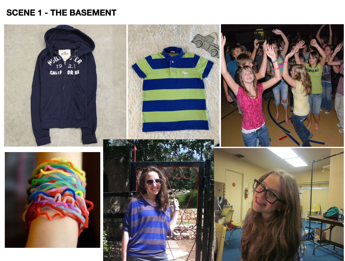 How do our characters dress in scene one? Using pictures from my past to help create a vision of mid-2000s awkwardness
