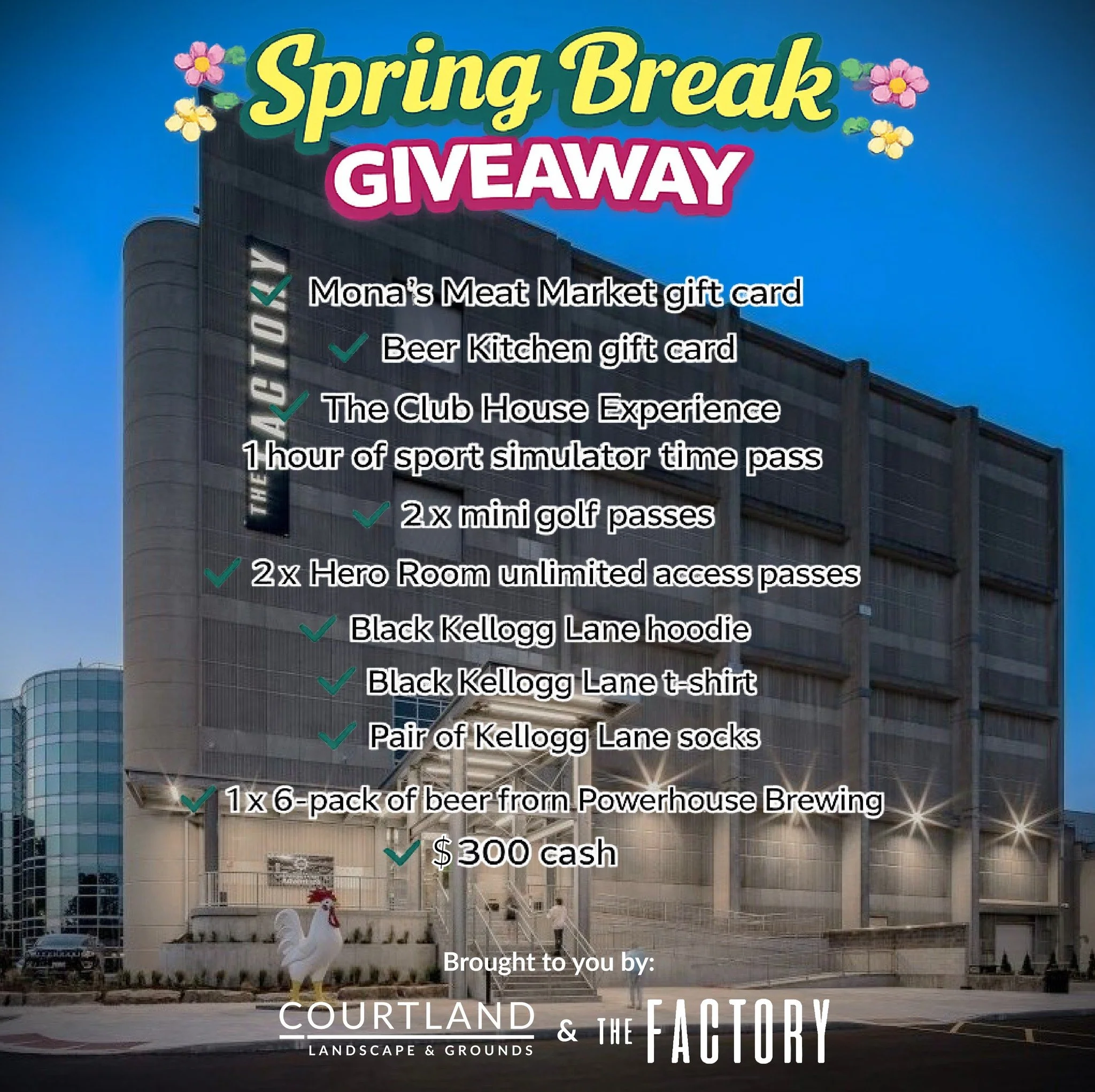 🎉 Spring Break Giveaway &ndash; The Factory Prize Pack 🎉

We&rsquo;ve teamed up with our friends at The Factory to put together an incredible Spring Break Prize Pack!

A huge thank you to @factoryldnont  for partnering with us on this giveaway. 🙌
