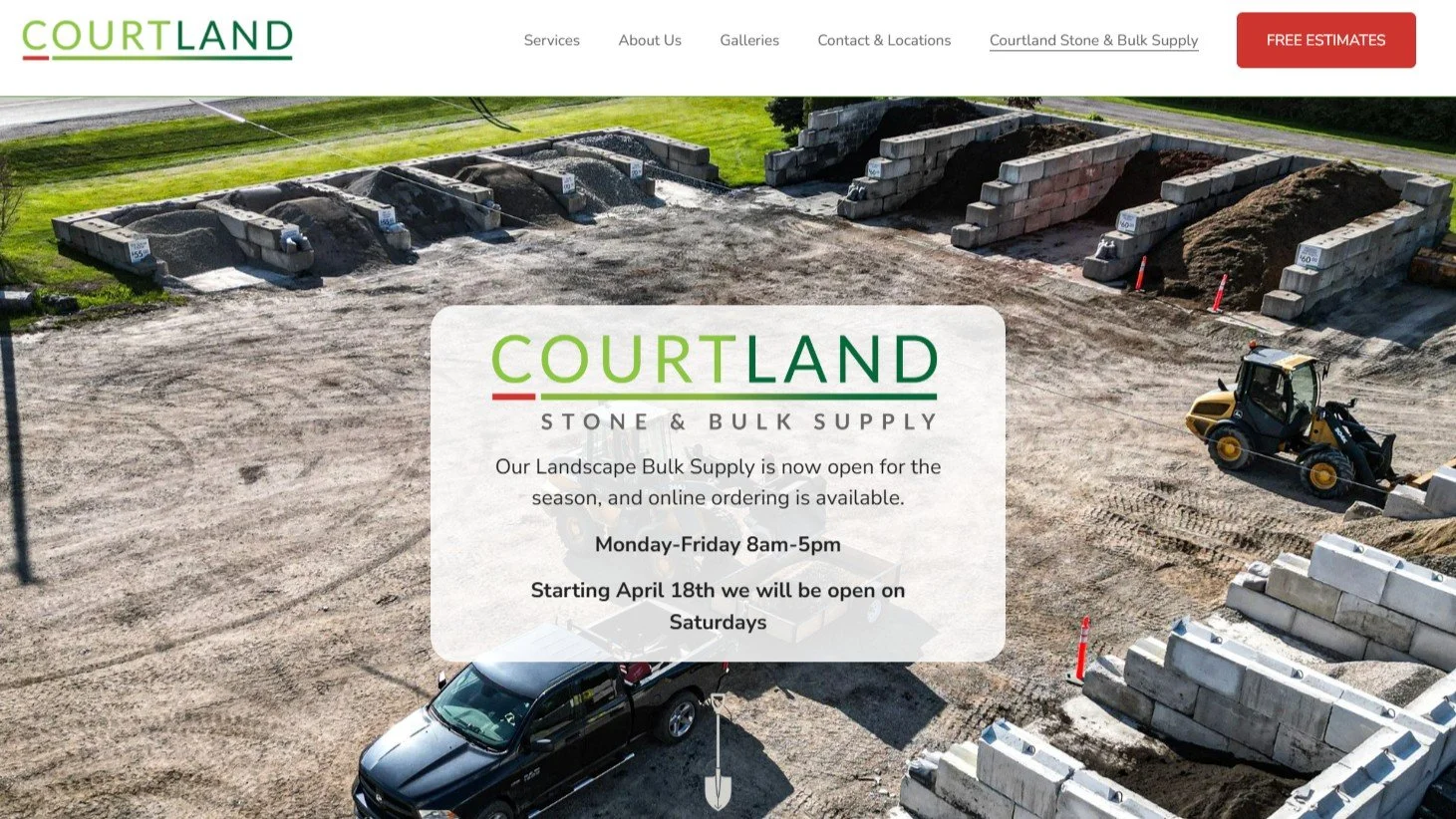 Shop our Landscape Bulk Yard online for mulch, soil, stone, and more to help get your next project underway.

Shop online here:
https://www.courtland.biz/shop

Prefer to stop in and see us? We&rsquo;re open Monday to Friday 8&ndash;5 and Saturday 8&n