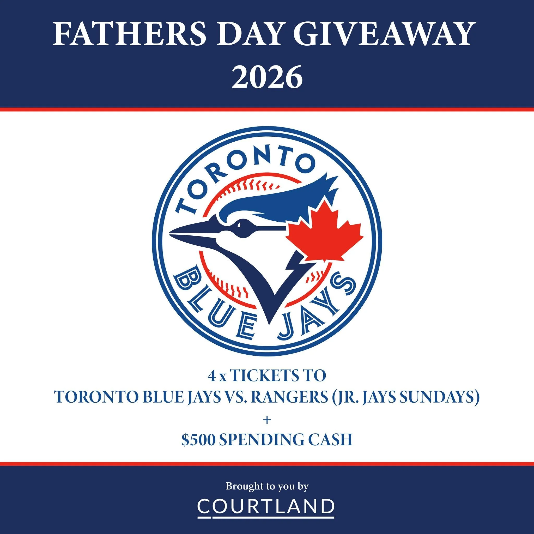 📣🚨 FATHER&rsquo;S DAY GIVEAWAY ALERT! 🚨📣

To celebrate Father&rsquo;s Day, we&rsquo;re giving away an awesome Toronto Blue Jays experience package for the Sunday, July 6th game vs. the Rangers! 🎉

Prize includes:
⚾ 4 tickets to the game
💵 $500 