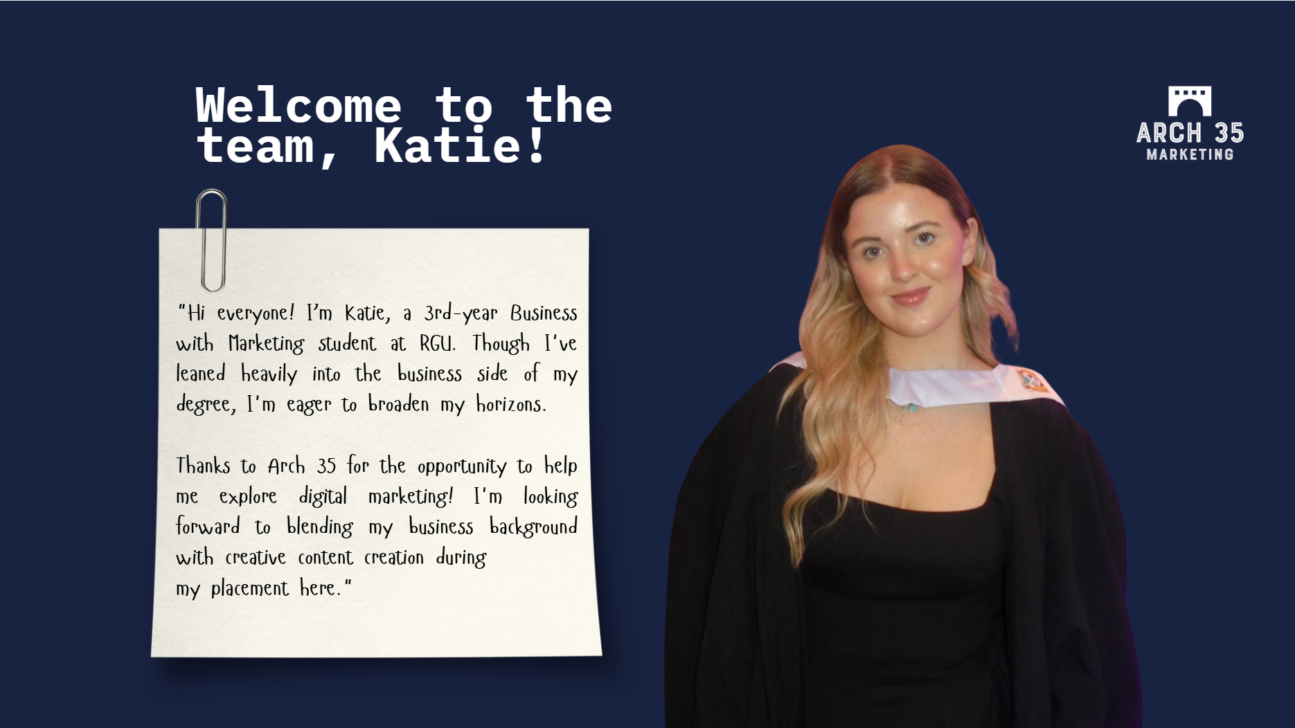 Meet our newest RGU Student Placement: Katie Oliver