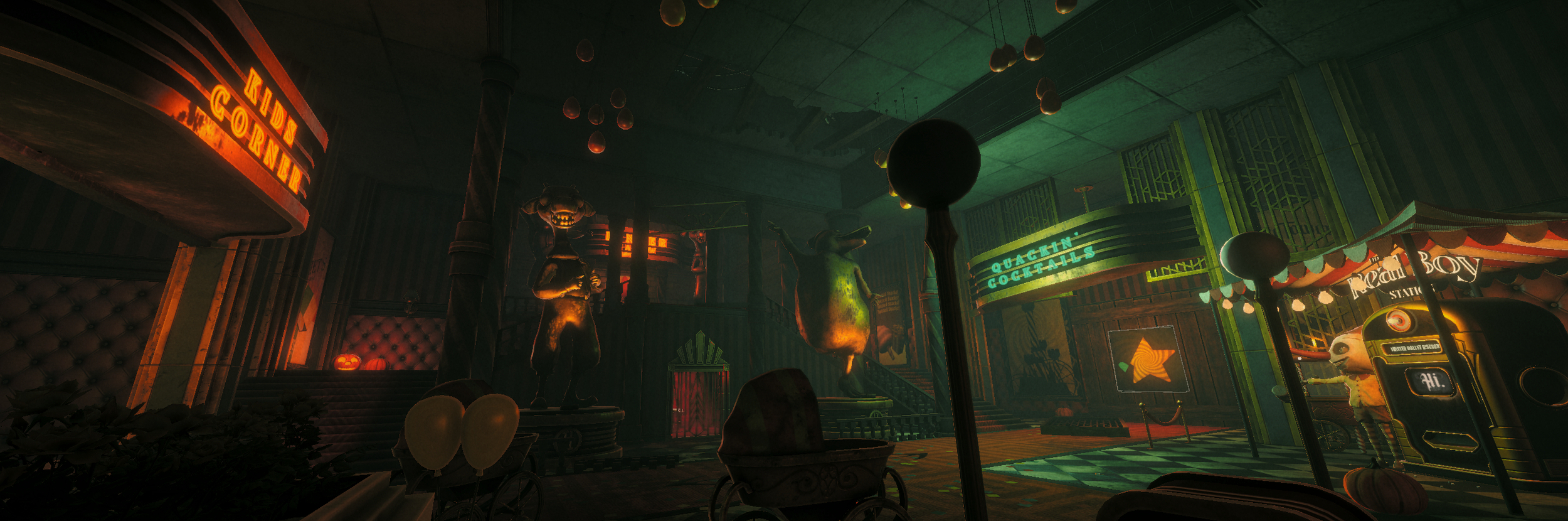 Twisted Tower amusement hall environment