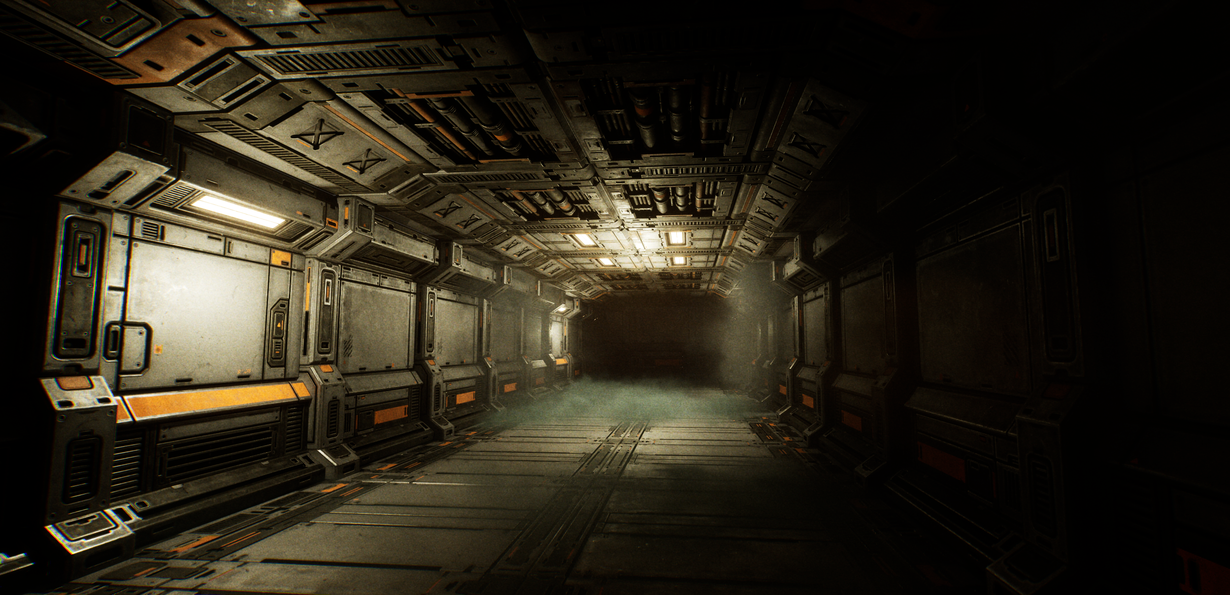 Sci-fi hallway environment by Felipe Caravelli