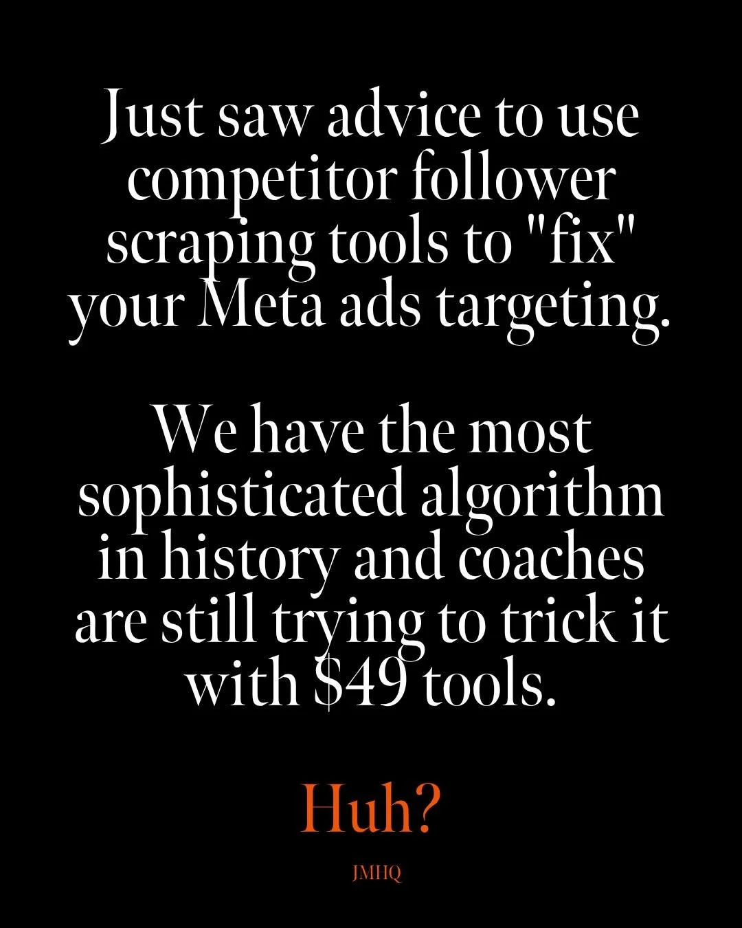 Saw someone recommend using a competitor follower scraping tool to fix Meta ads that aren't converting.

The logic being: grab their followers, upload them as a custom audience, and boom, you've got your people.

And look, I understand the appeal. Wh