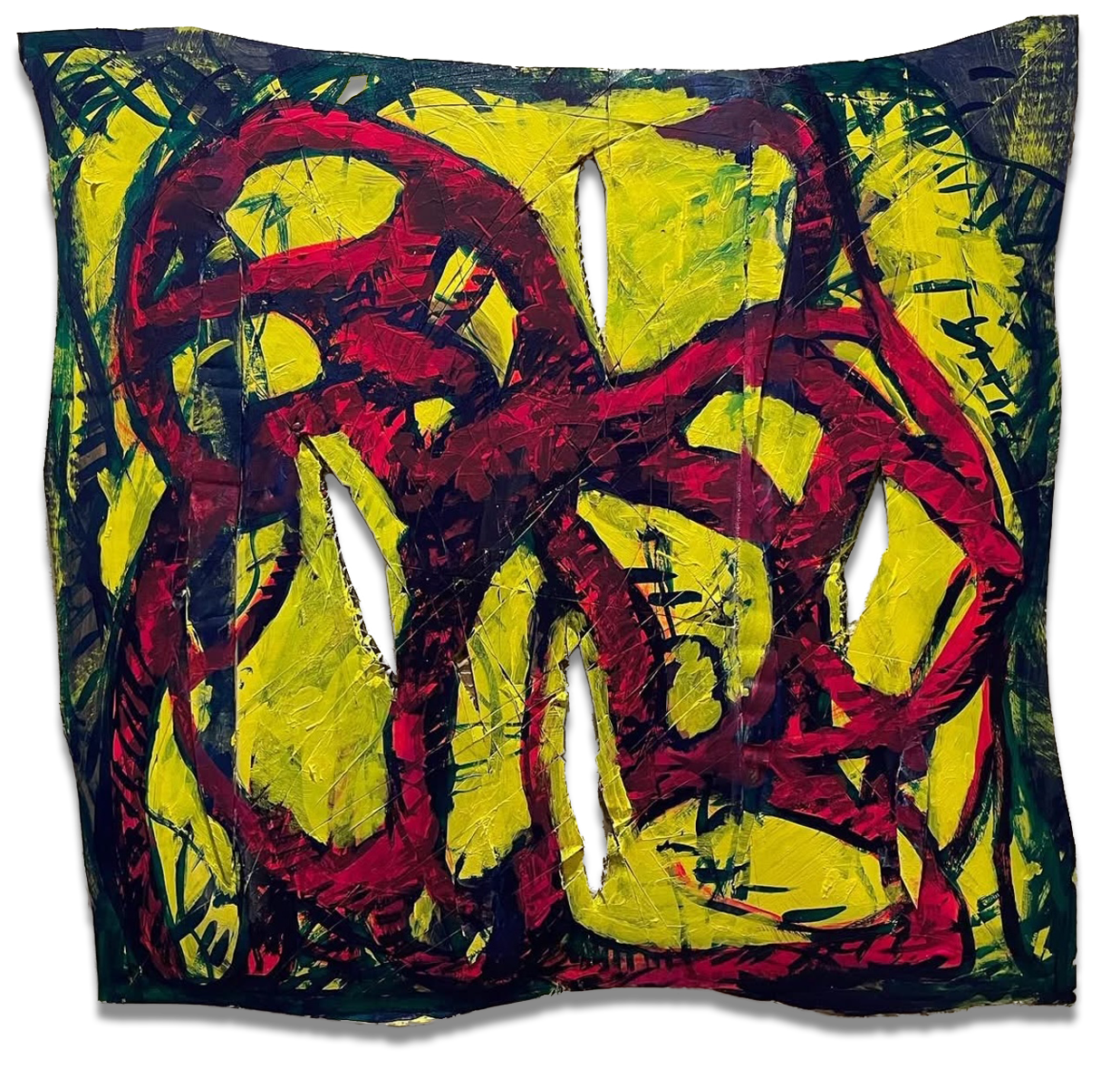 Ouroboros, 19 x 19 inches, acrylic on cardboard and wood