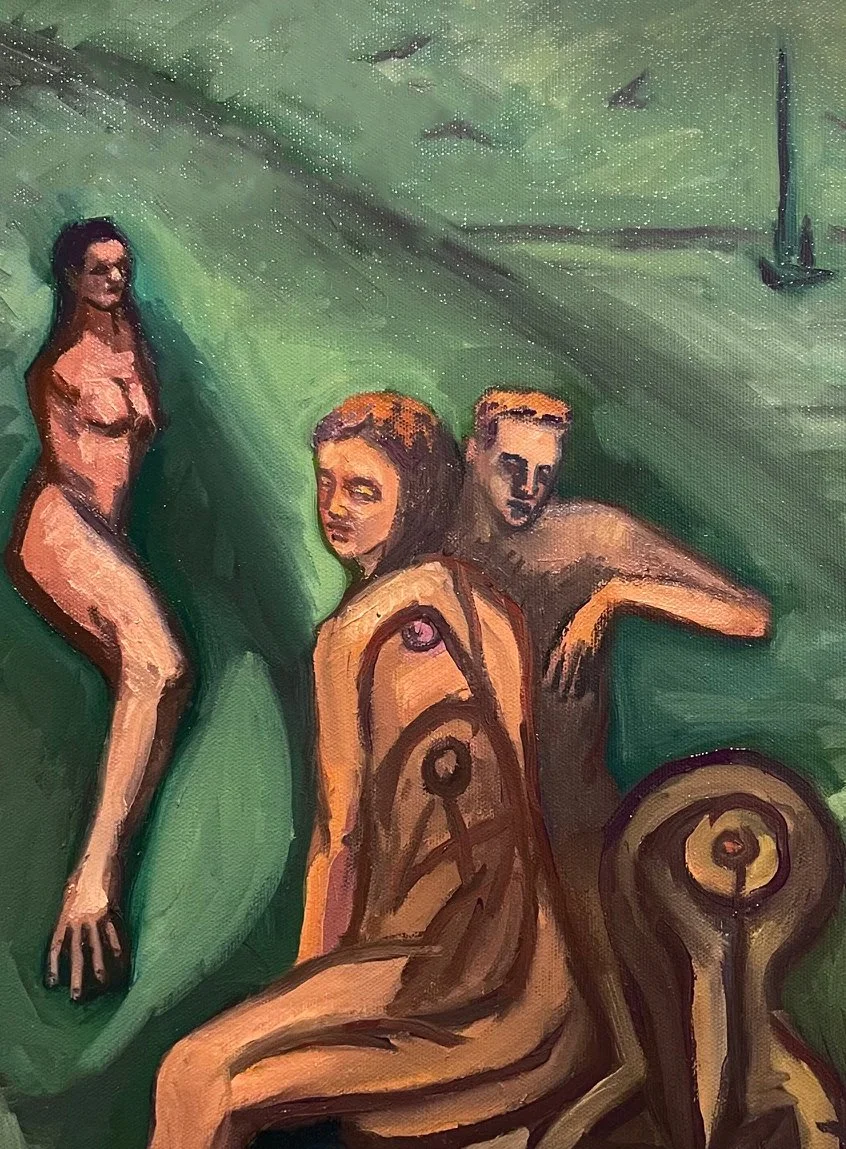Composition 7/9/2026, 20 x 16 inches, oil on panel (detail)