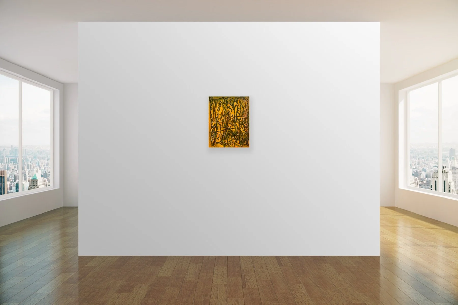 Composition 7/4/2026, 20 x 16 inches, oil on canvas, installation shot