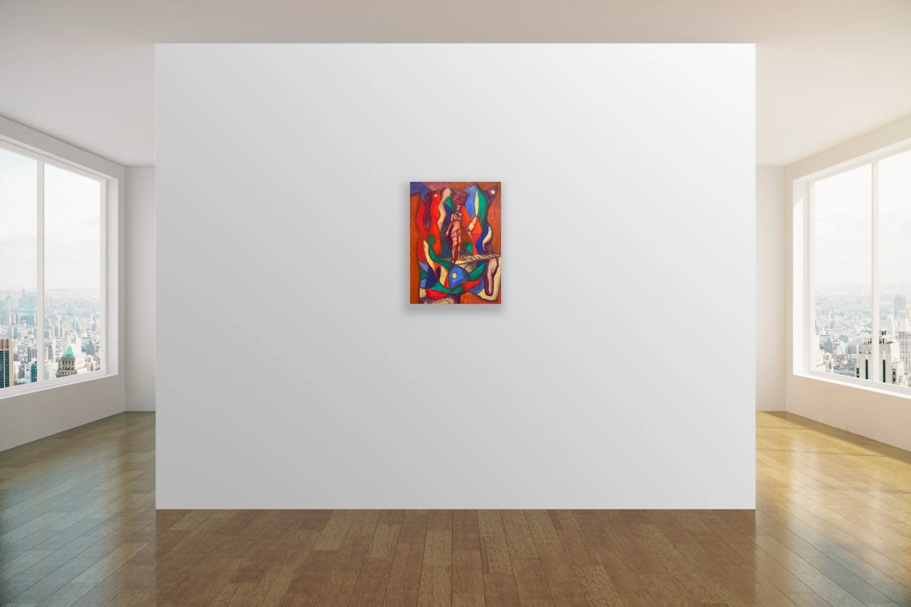 Deconstructed Figure in a Dressing Room, 24 x 18 inches, oil on panel, installation shot