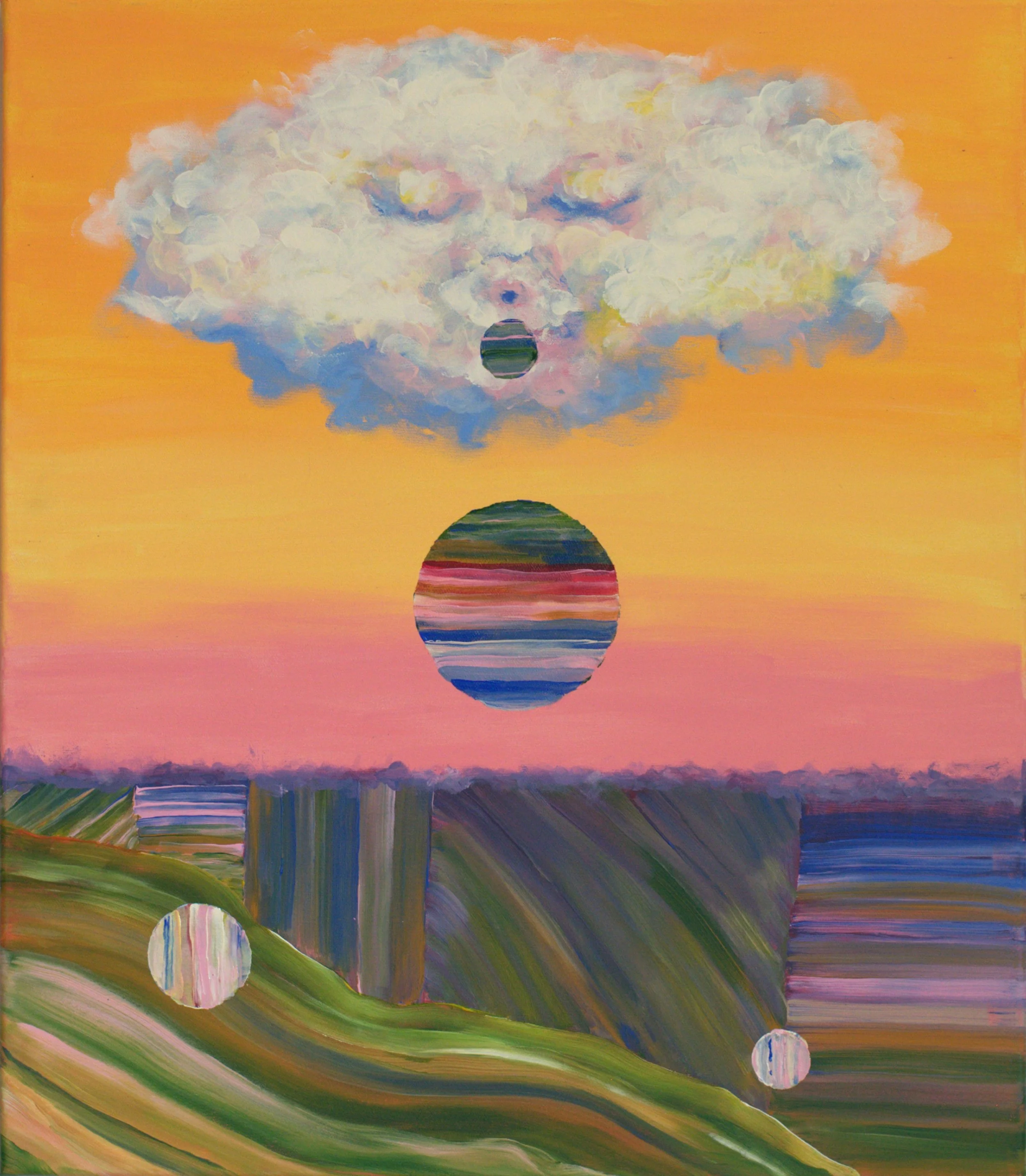 Rainball, 2025,
acrylics on canvas,
80x70 cm,