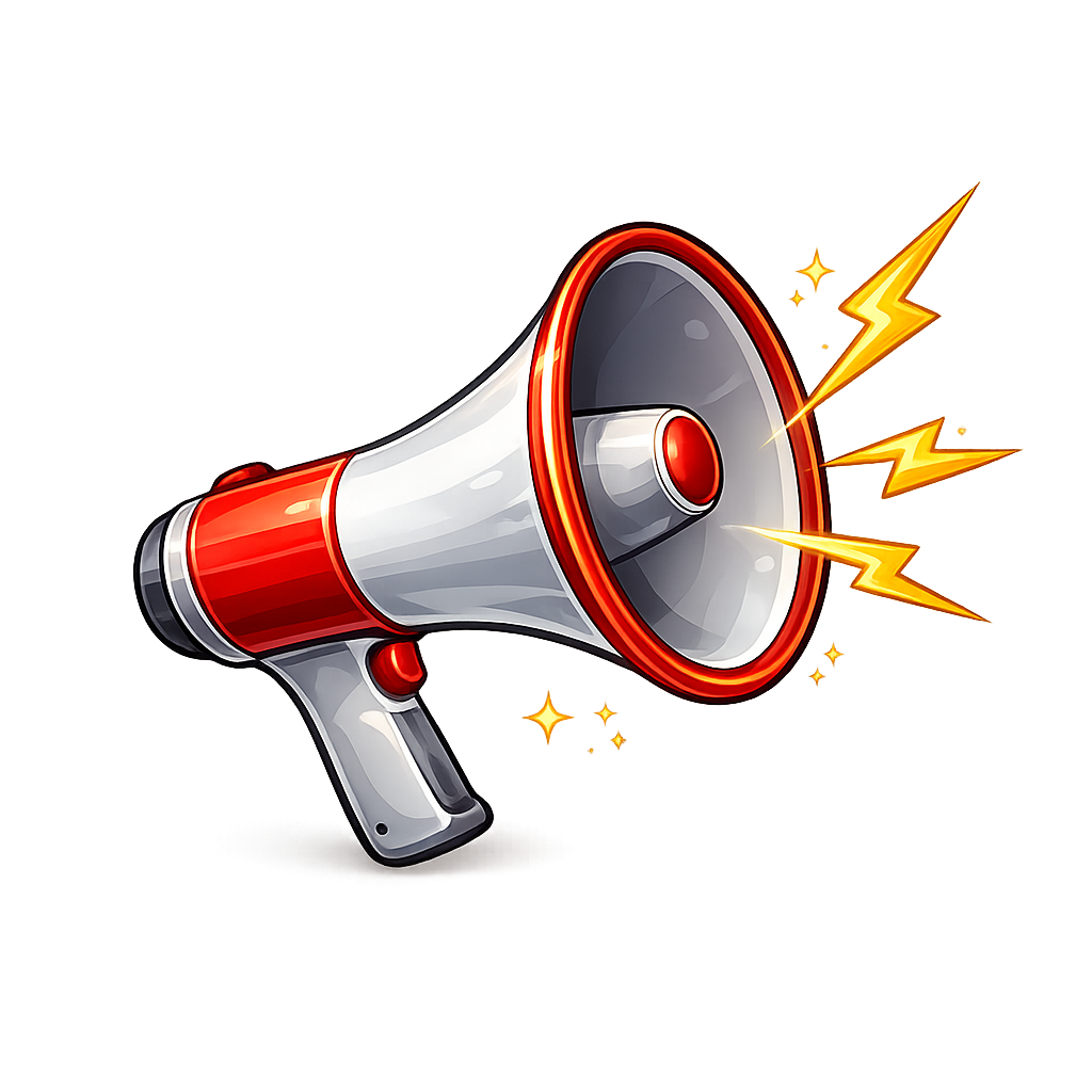 A digital illustration of a megaphone illustrating campaign outreach