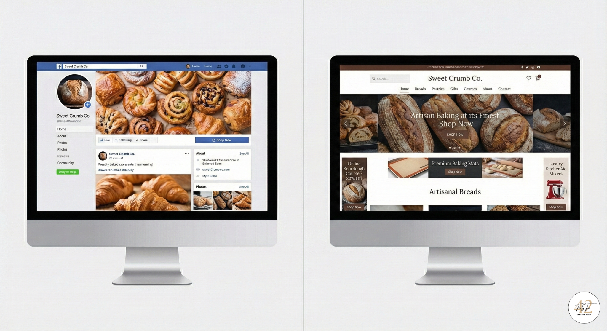 A side-by-side visual comparing a social media profile to a custom domain.
