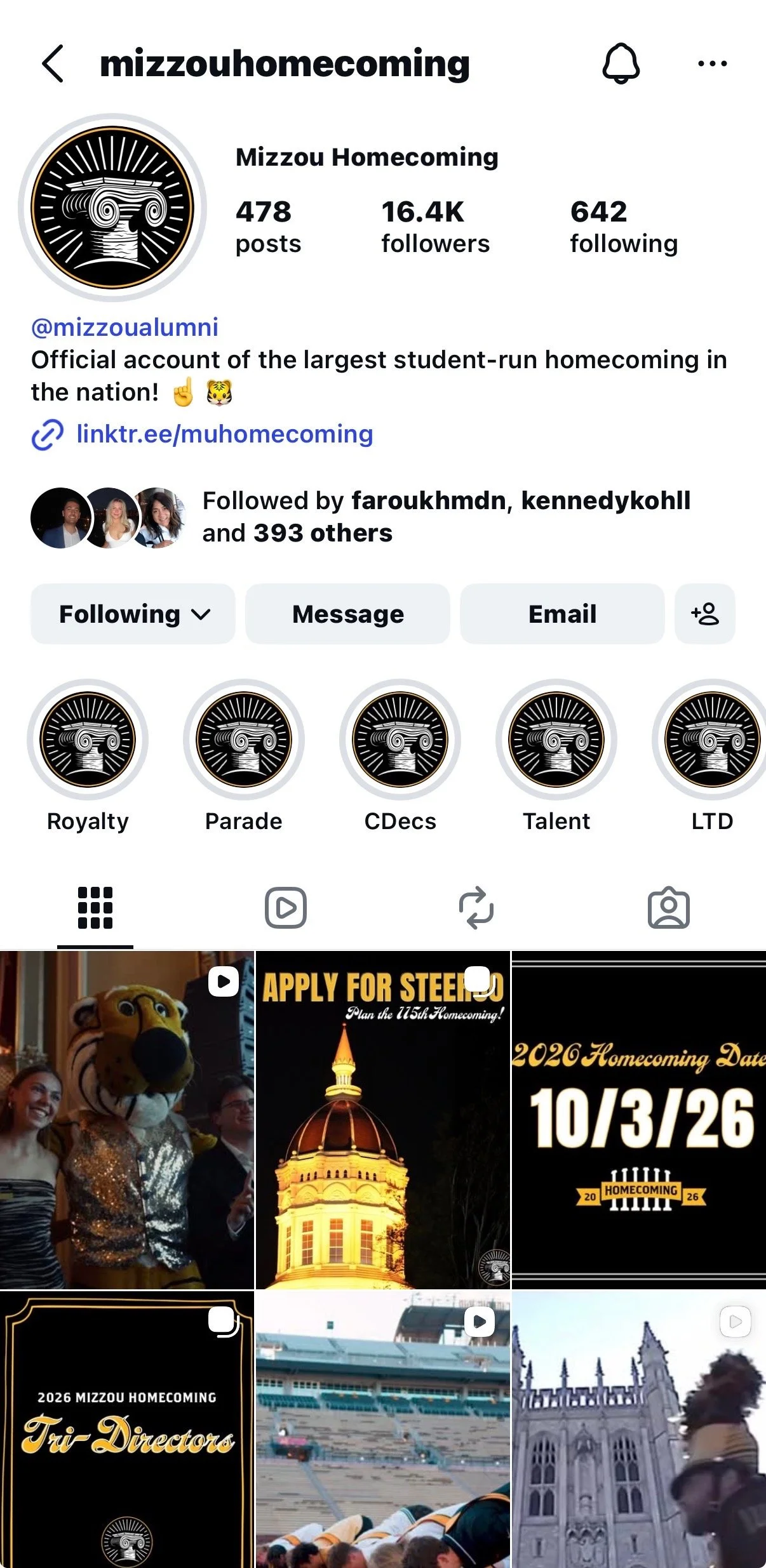 @mizzouhomecoming - Account Management