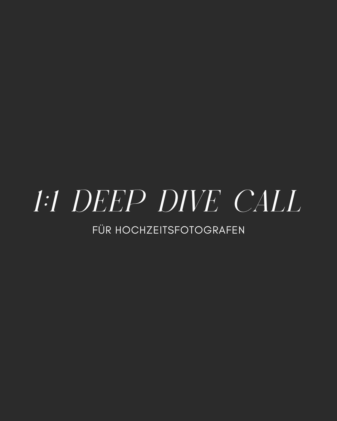 1:1 Deep Dive Call für Hochzeitsfotografen