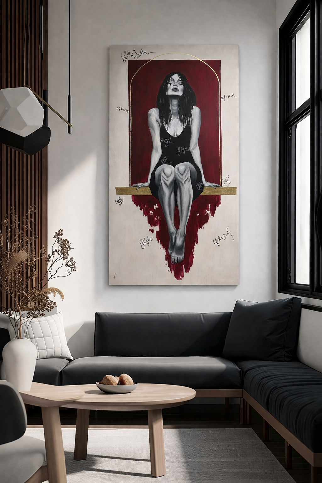 Minimalistische Wohnzimmergestaltung mit Kunstwerk.png