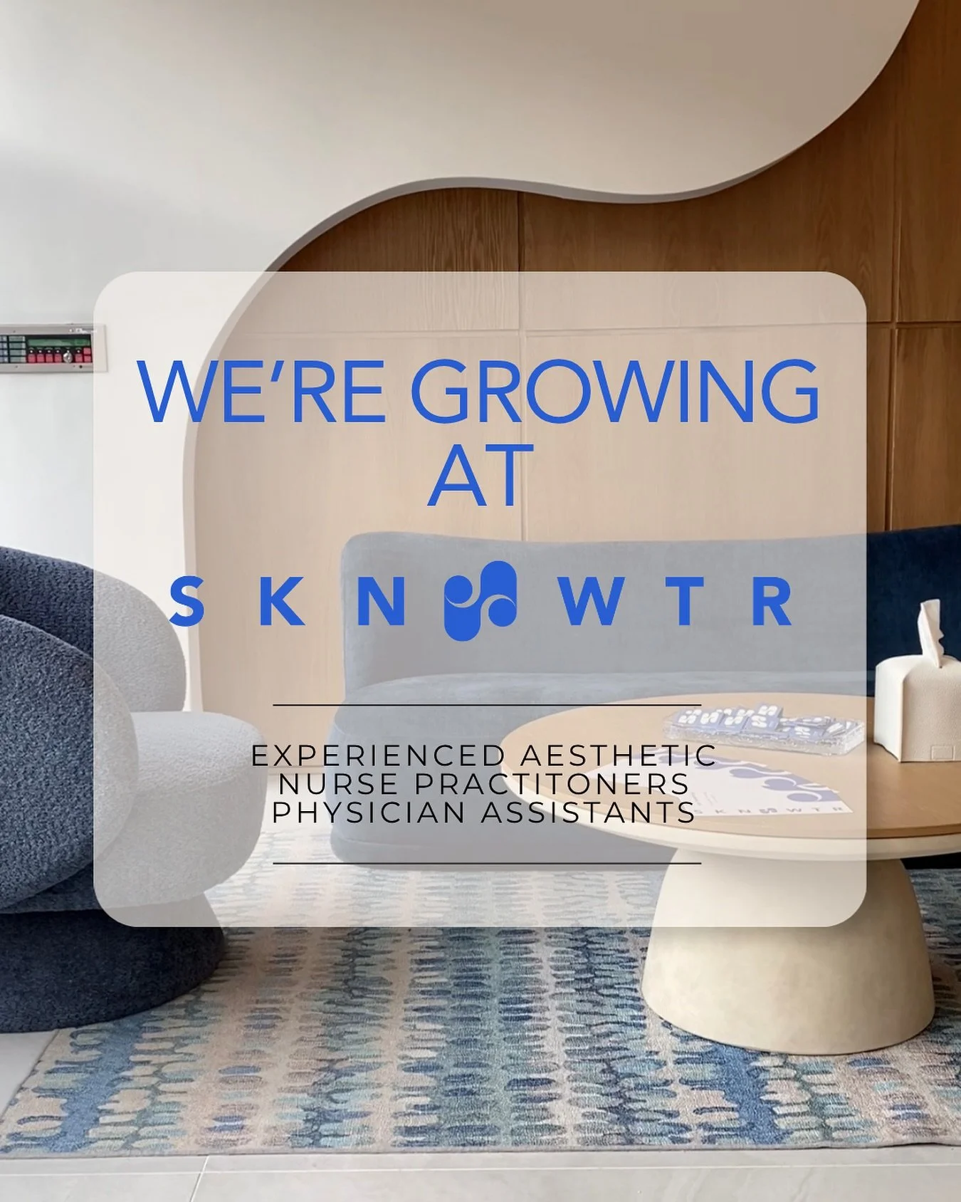 The team is expanding! 

We&rsquo;re looking for Aesthetic Nurse Practitioners &amp; Physician Assistants with over 1 year of aesthetic experience to join SKNWTR. 

If you&rsquo;re passionate about aesthetics and ready to grow with us, we want to hea