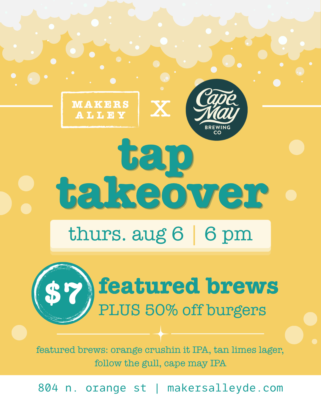 Cape May Brewing Tap Takeover at Makers Alley