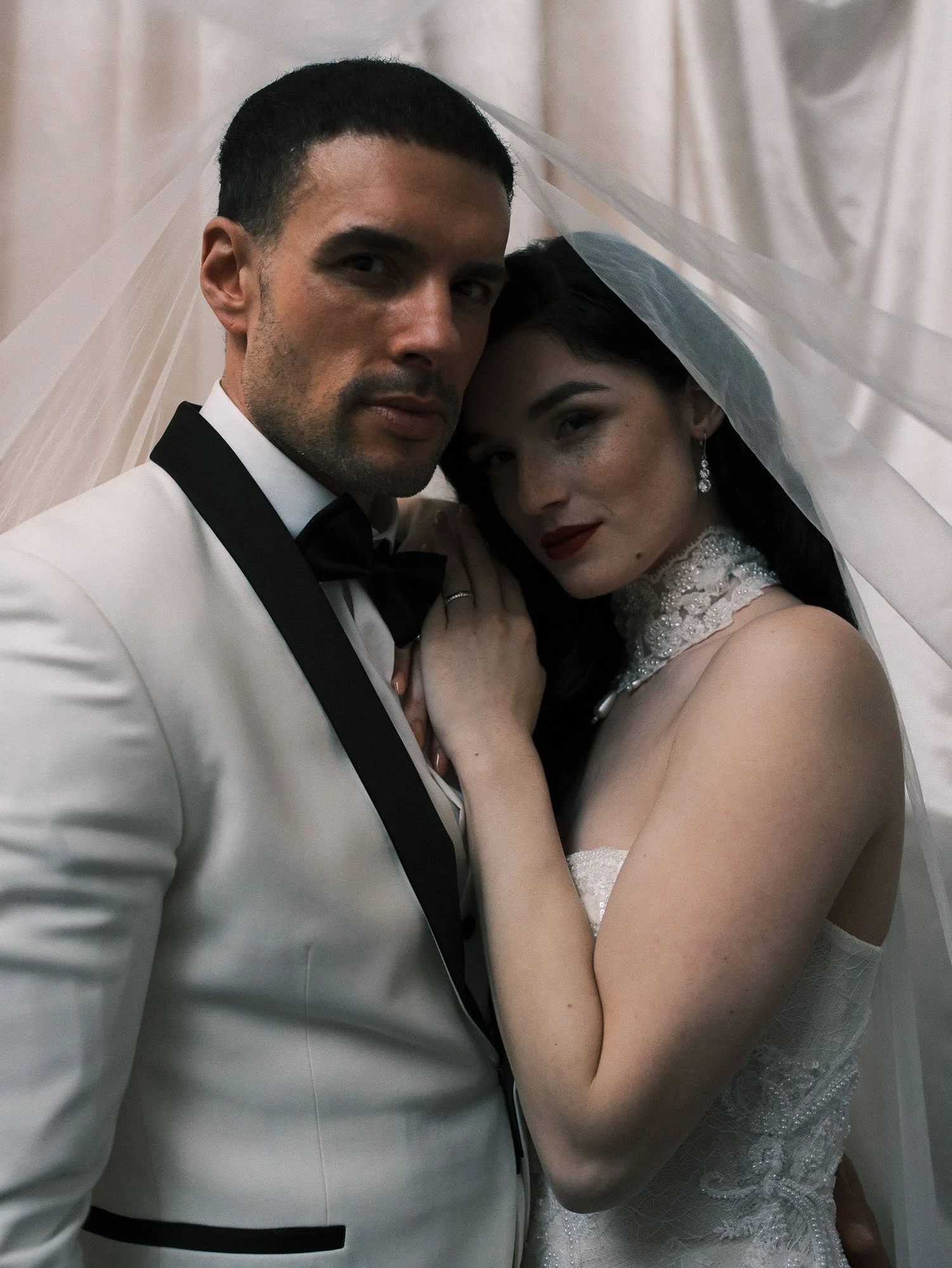 Hochzeit Ehepaar Elegant Vintage Look Natürliche Fotos