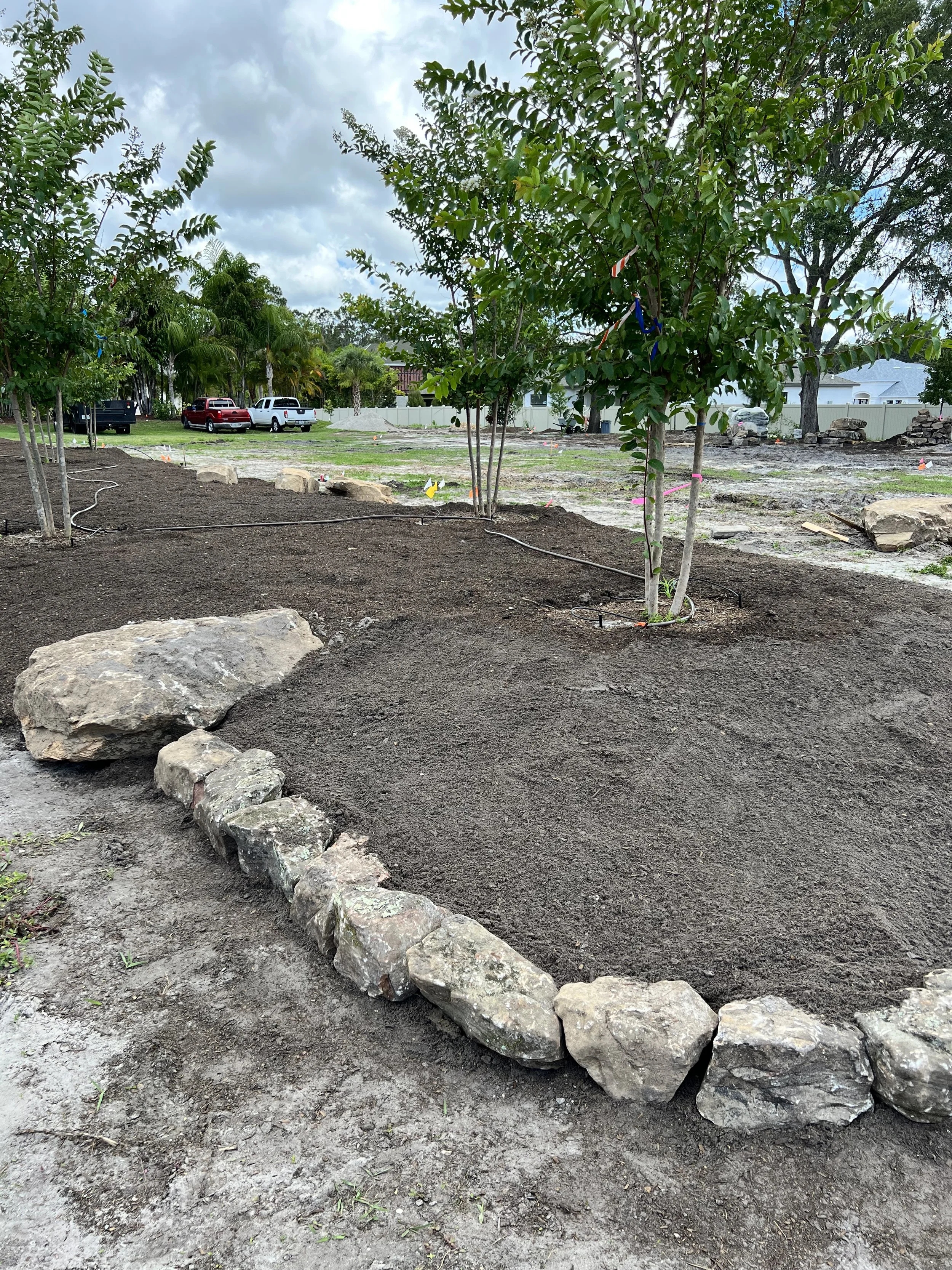 Here are some rocks around the end of one of the berms.
