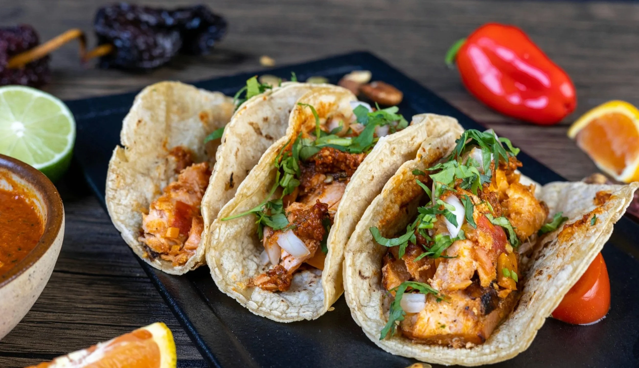 fresh fish tacos with cilantro and lime near mission beach san diego boardwalk
