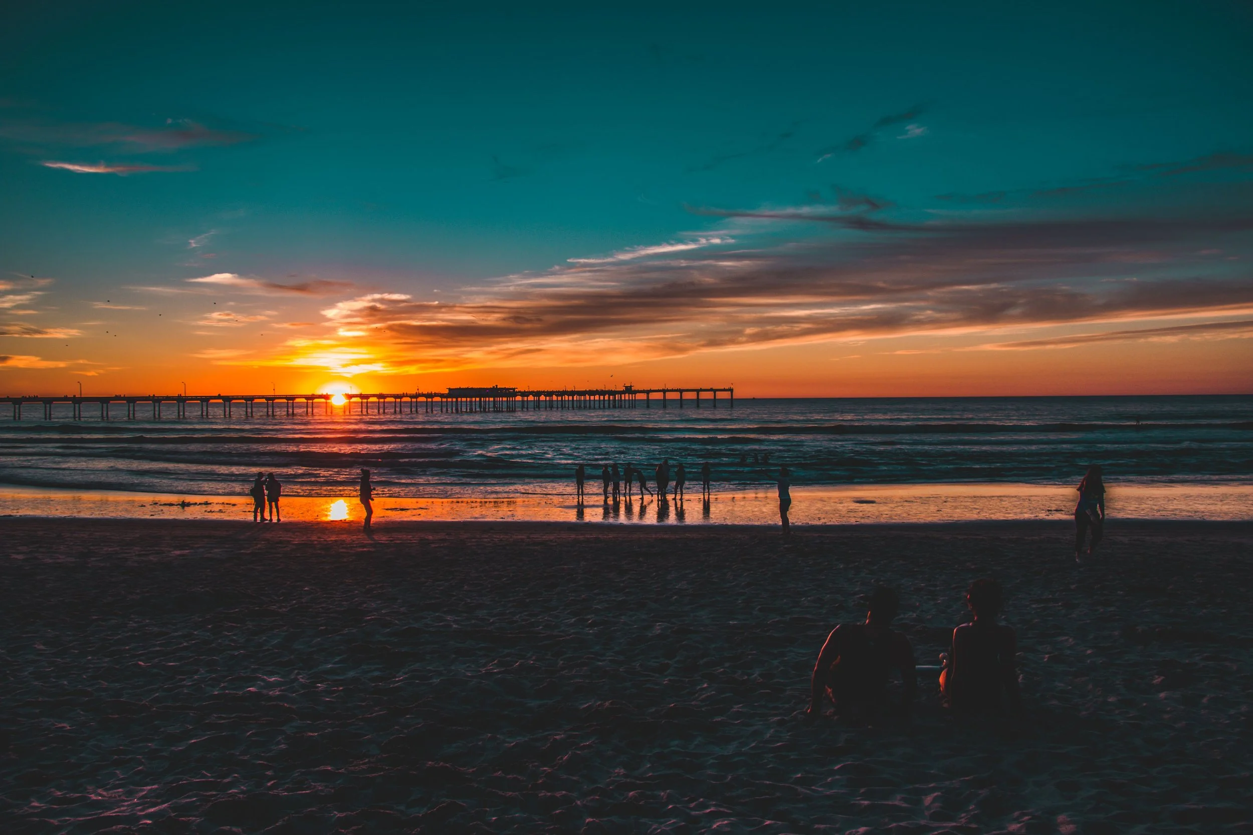 sunset at mission beach jetty san diego pacific ocean views