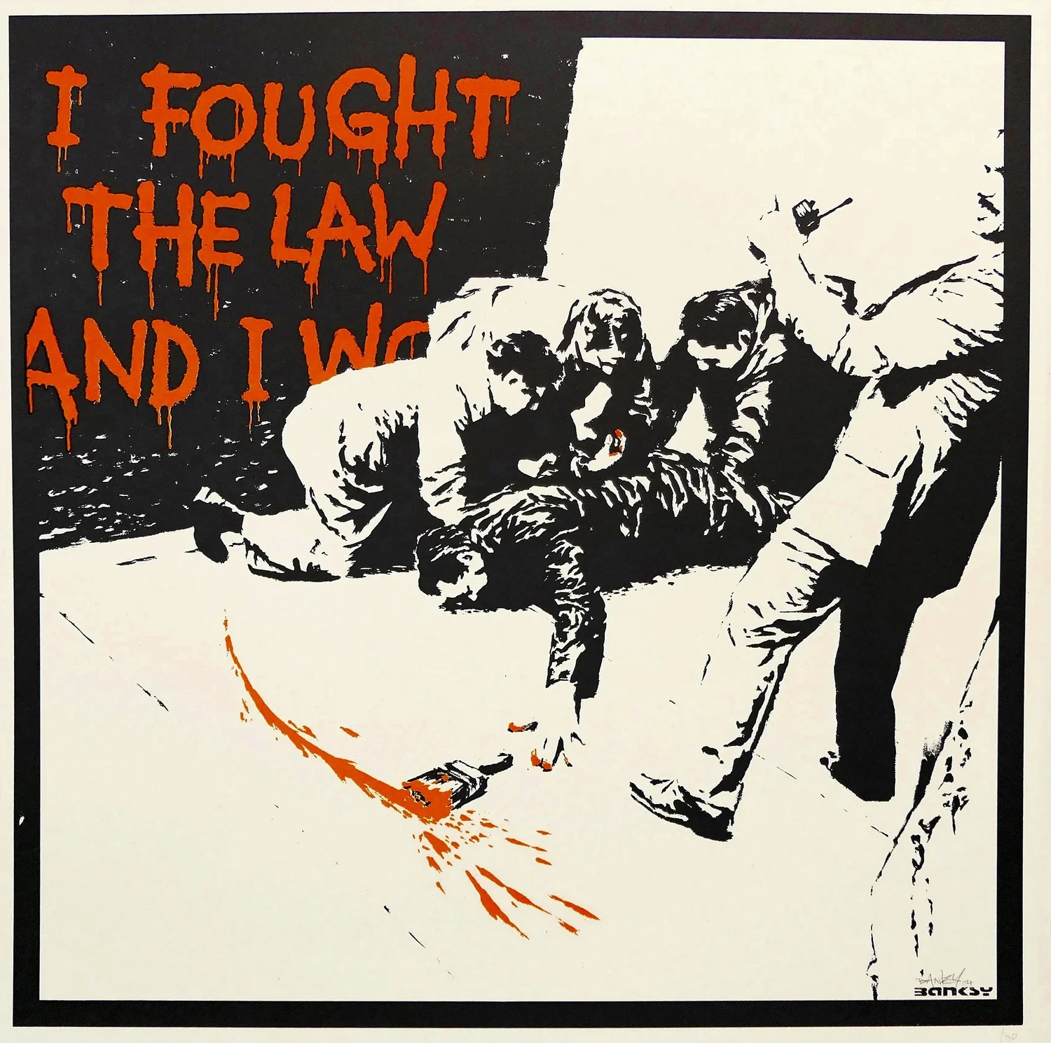 Banksy – I Fought The Law signed print, framed