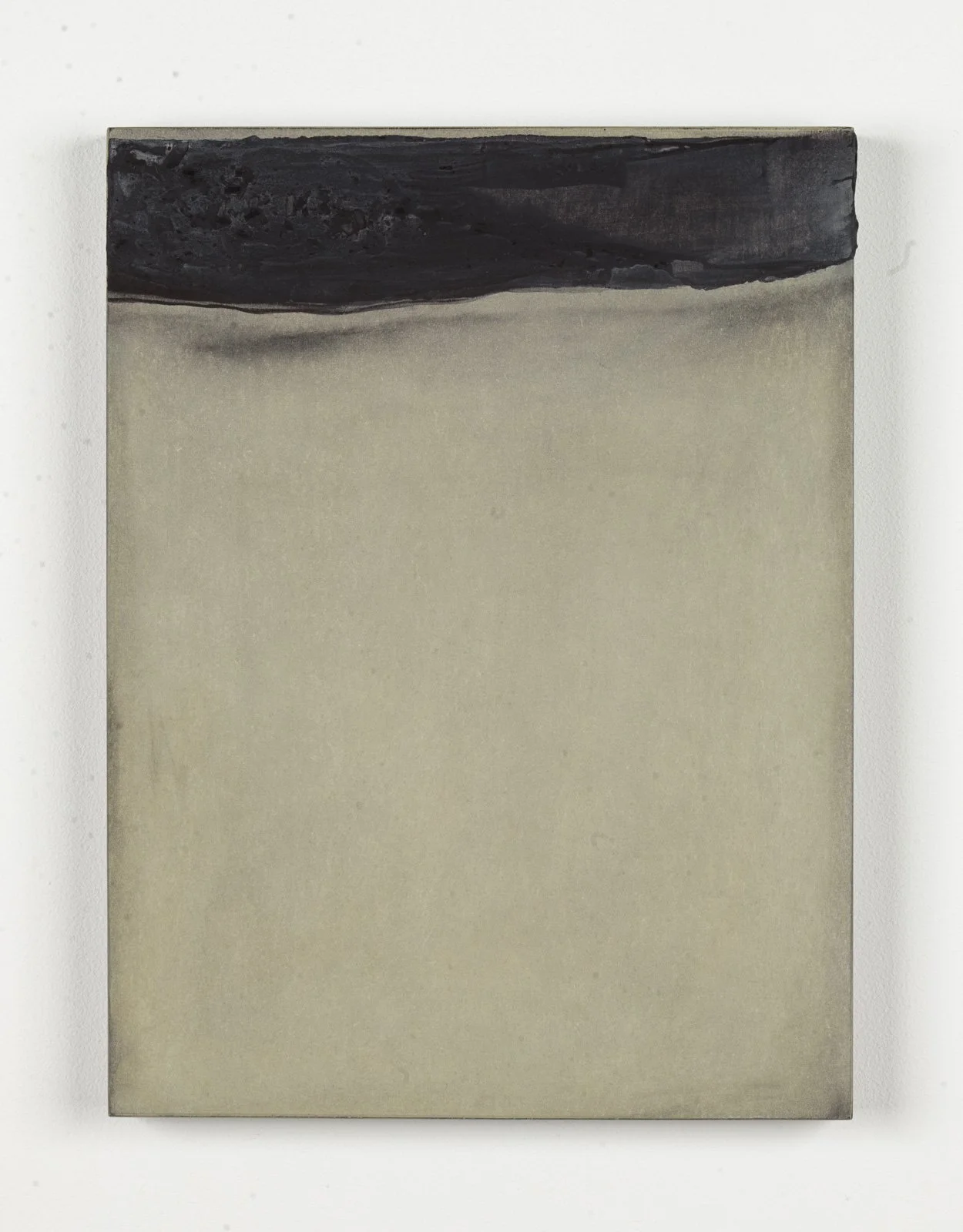 Minimalist abstract painting by Ekaterina Galera, combining charcoal, natural pigments and mineral textures with a neutral palette and a focus on material, form and space.