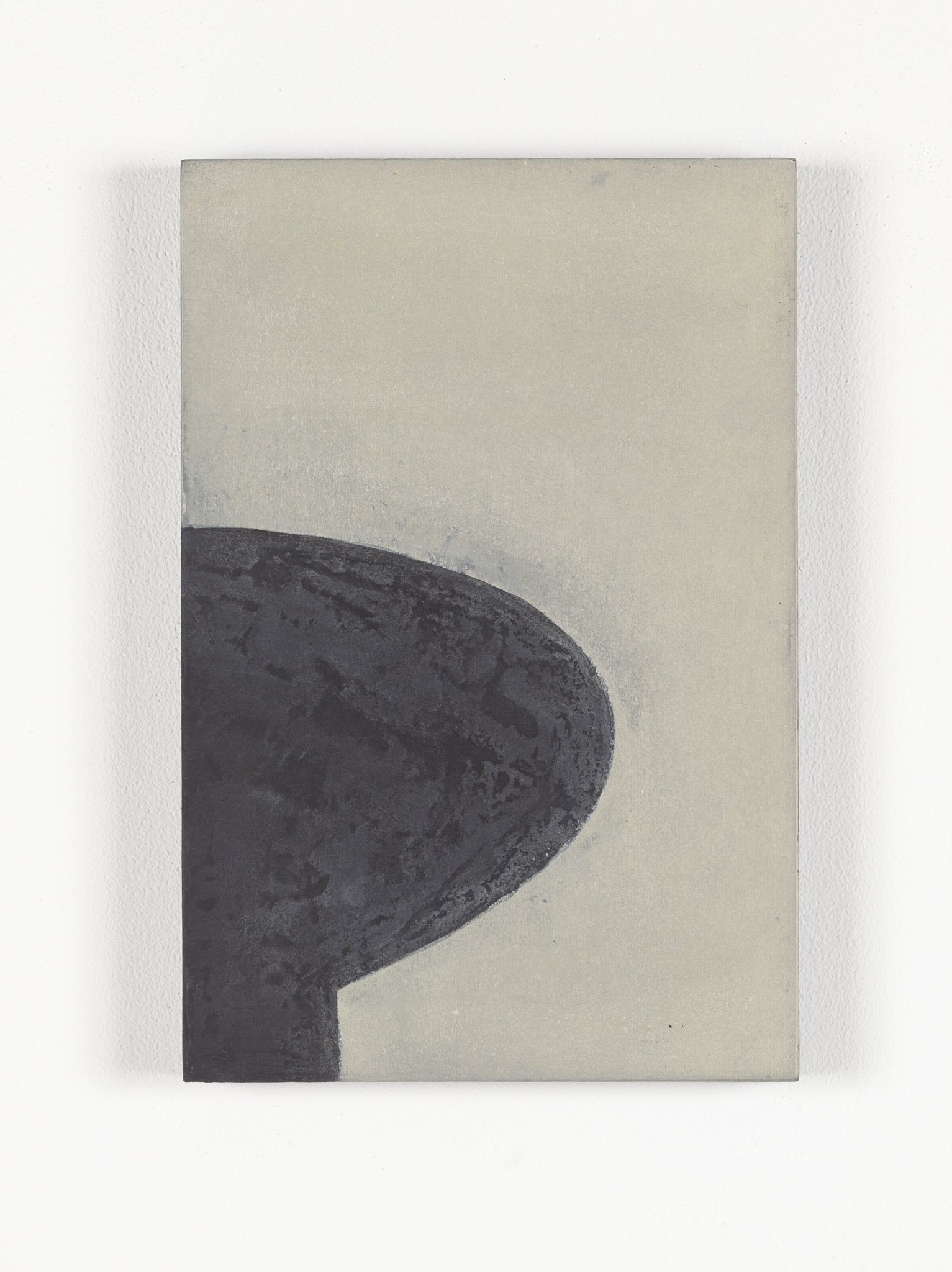 Close-up of a textured, abstract black shape on a white background.